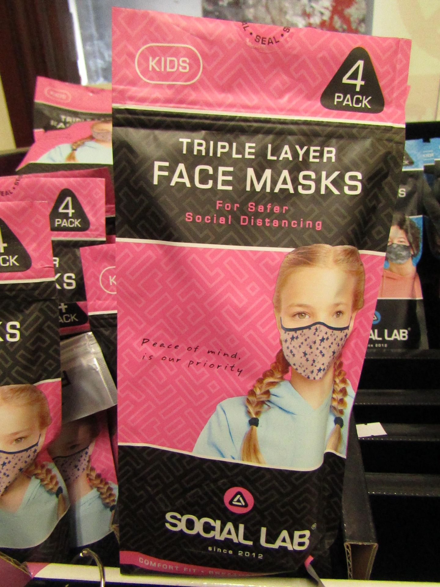 5x Childrens (Girls) Triple Layer Face Mask - New & Sealed