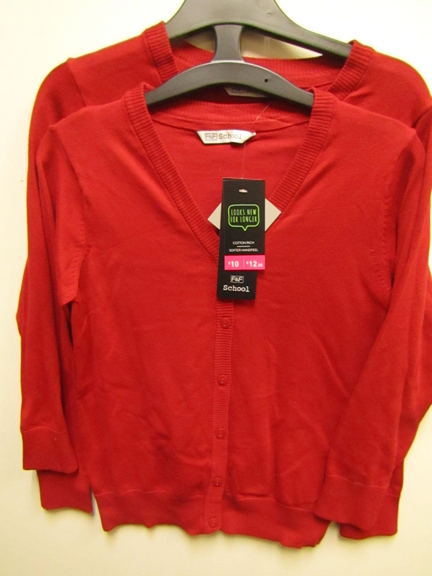 3x girls 2piece school cardigan red - size 10/11 - new but might have security tags on.