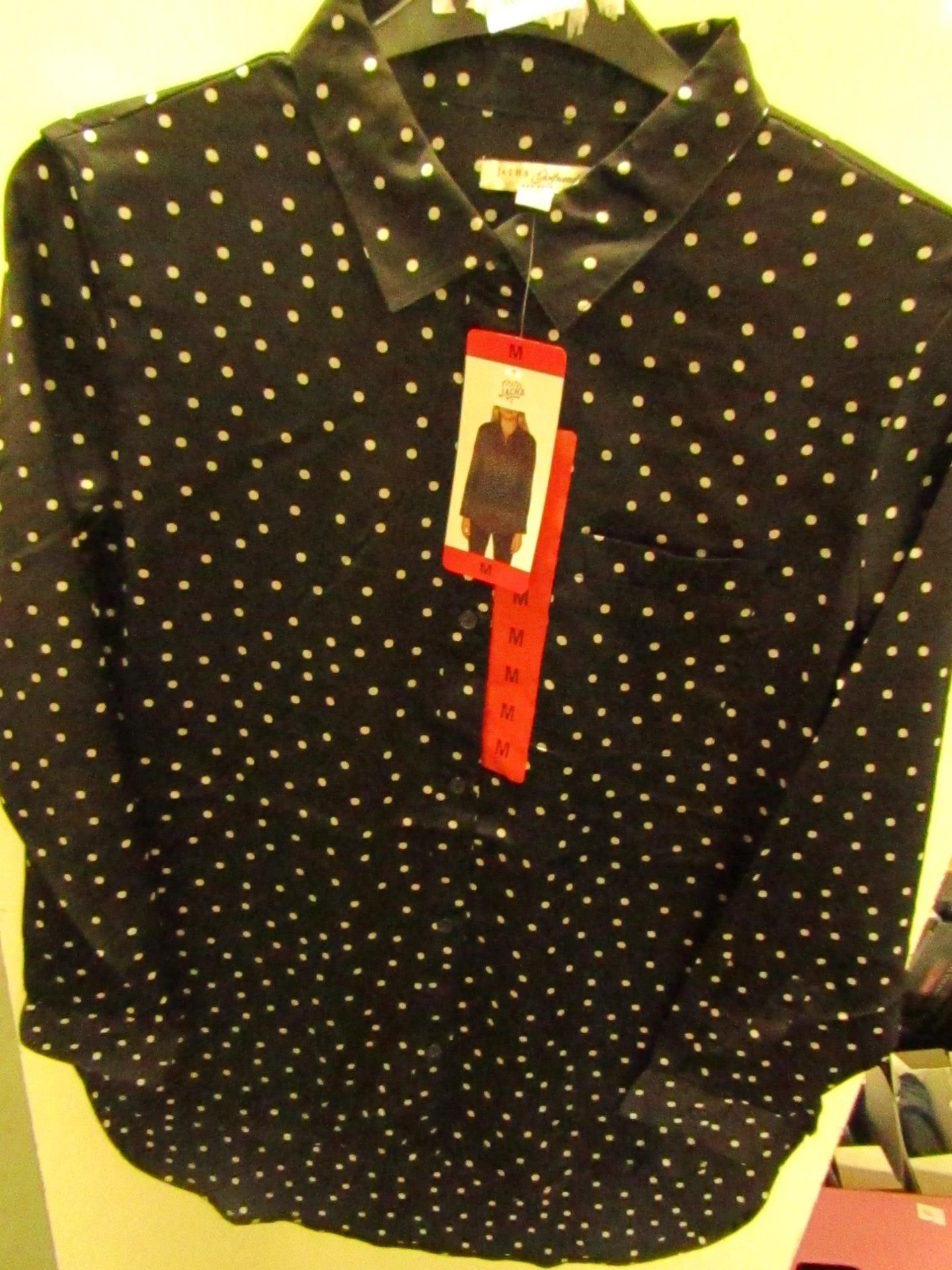 Jachs New York Girlfriends Blouse,Black/White Spots - Size M New With Tags