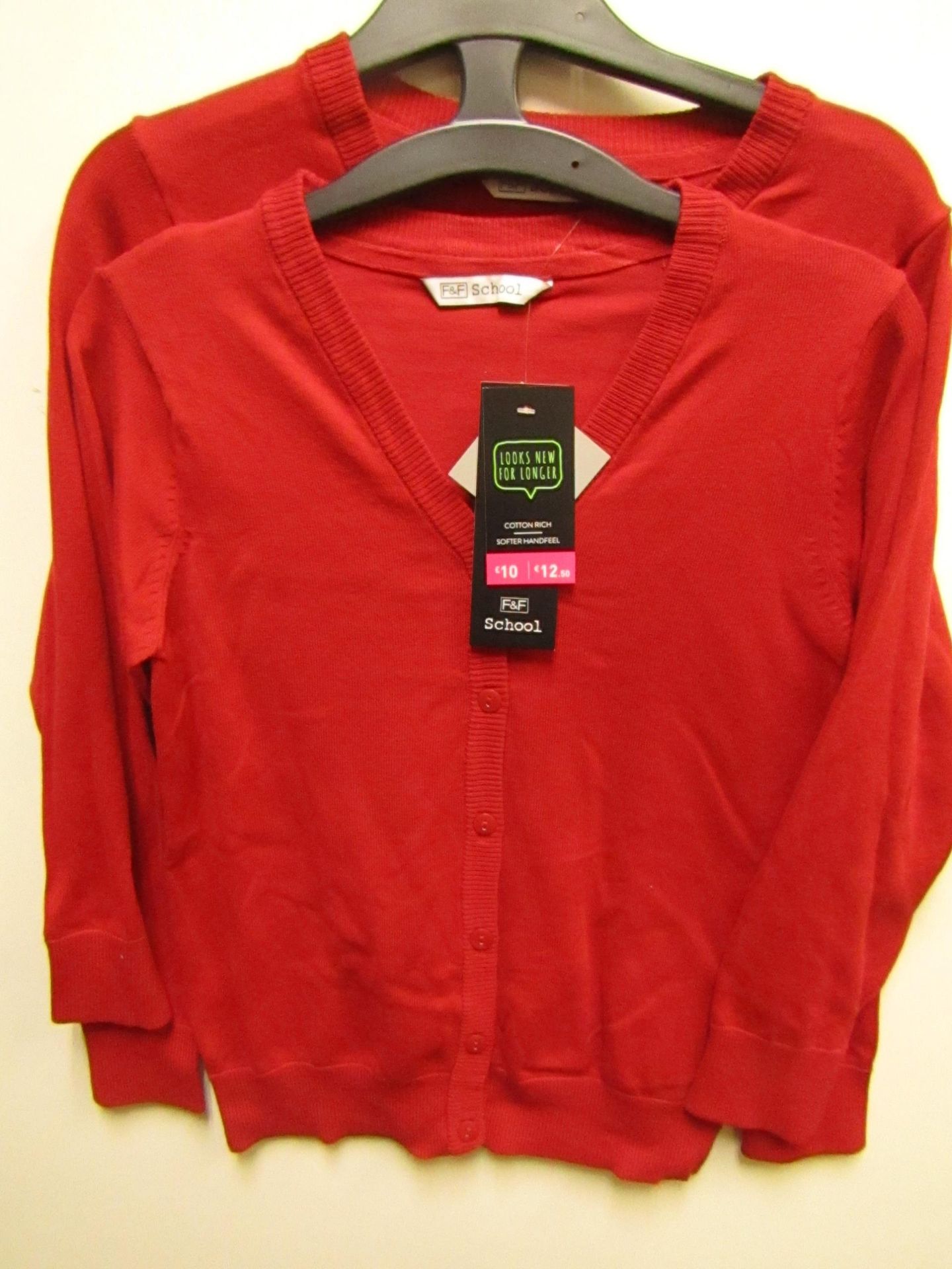 3x girls 2piece school cardigan red - size 7/8 - new but might have security tags on.