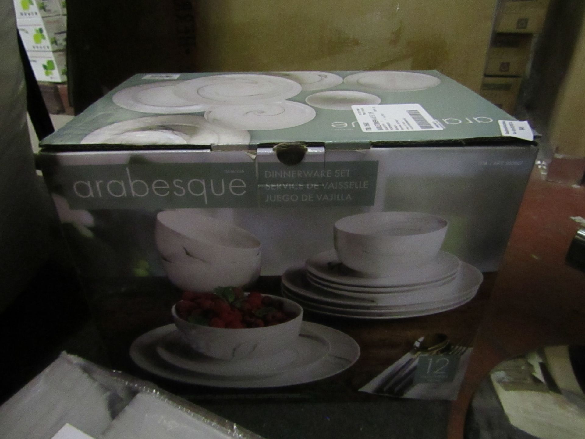Arabesque 12 Piece Dinner Ware Set - One Bowl Has A small Chip & Boxed - RRP £34.