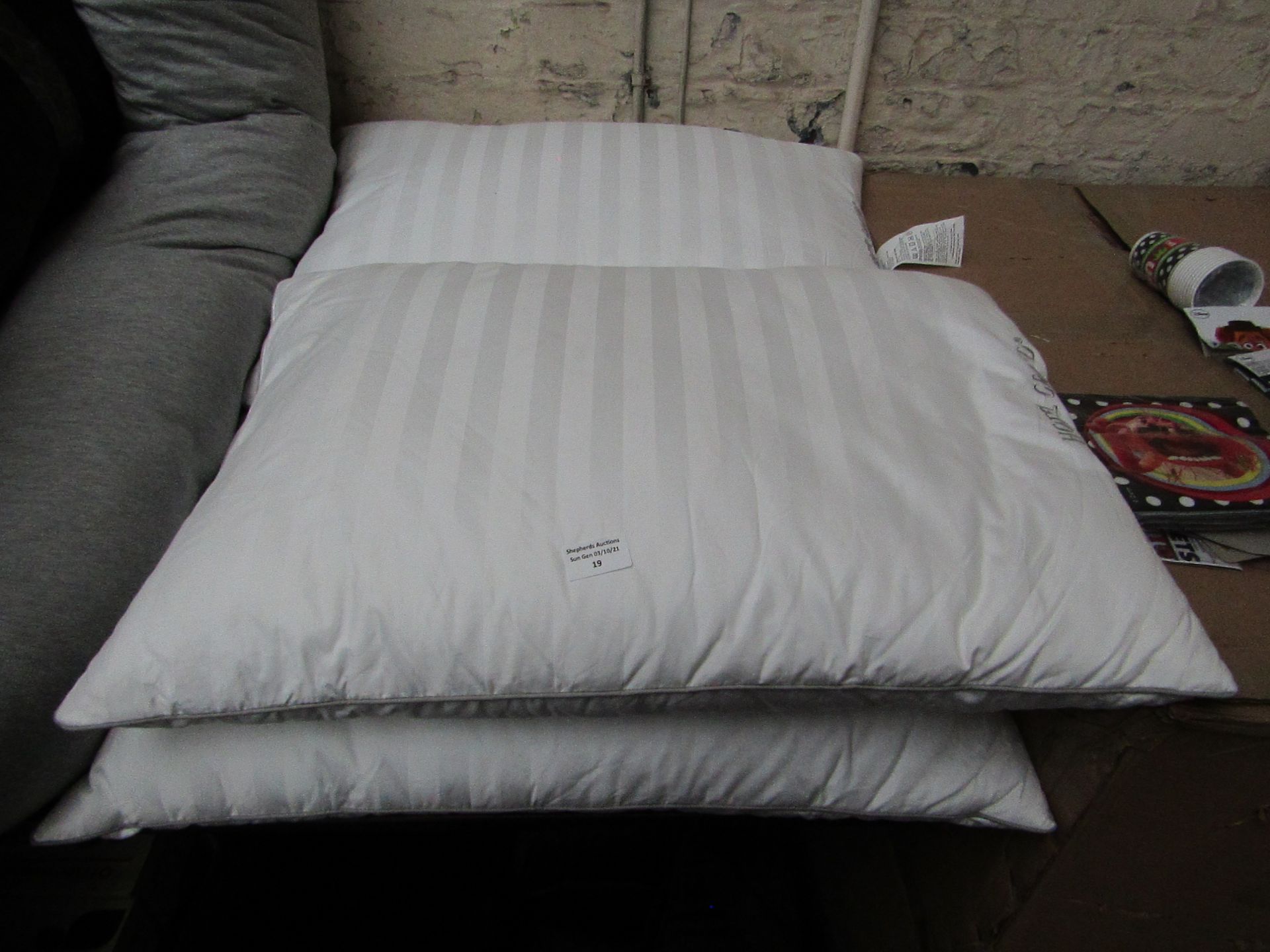 | 2X |Costco Hotel Grand Feather & Down Rolled Jumbo Pillow, 2 Pack - No Visible Damage May Have