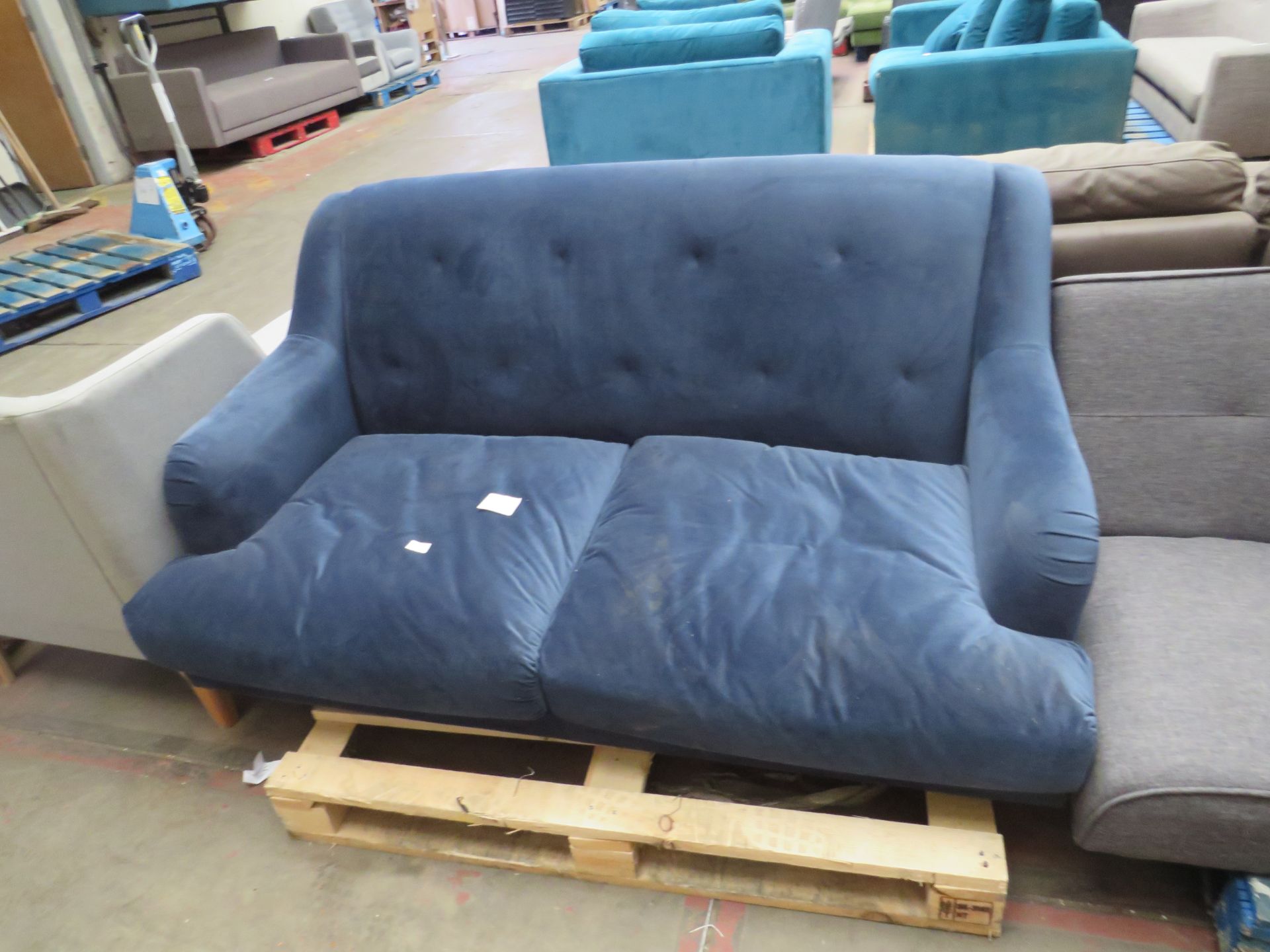 1 x Made.com Orson 3 Seater Sofa Dark Blue Weave RRP £699 SKU MAD-AP-SOFORS252BLU-UK-BER TOTAL