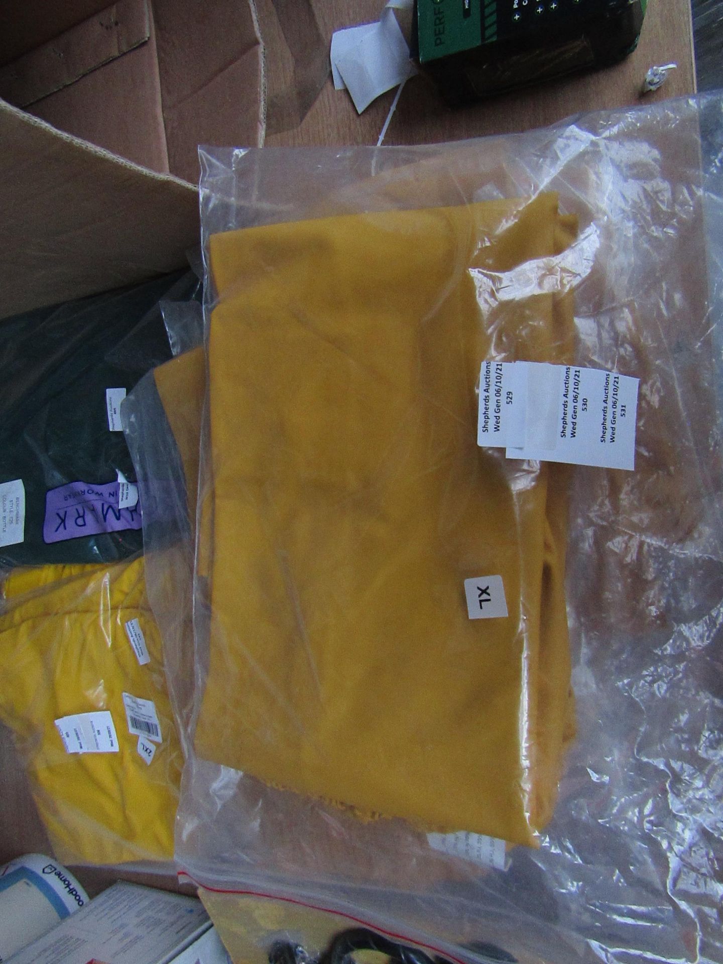 2x PVC Work Trousers - Light Yellow Mustard - Size XL - Unused & Packaged.