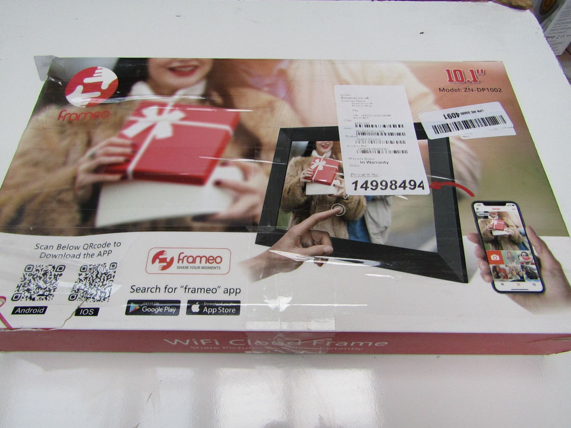 Frameo Wifi Cloud Frame - Share Pictures & Videos Instantly - 10.1" Screen - Unchecked & Boxed - RRP