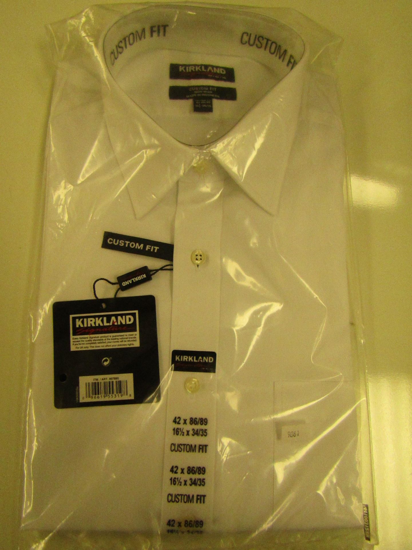 Kirkland Signature Custom Fit White Long Sleeve Shirt Size 16.5" X34 X 35 New in Packaging