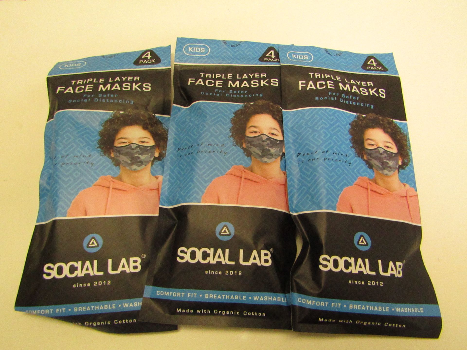 5x Childrens (Boys) Triple Layer Face Mask - New & Sealed -