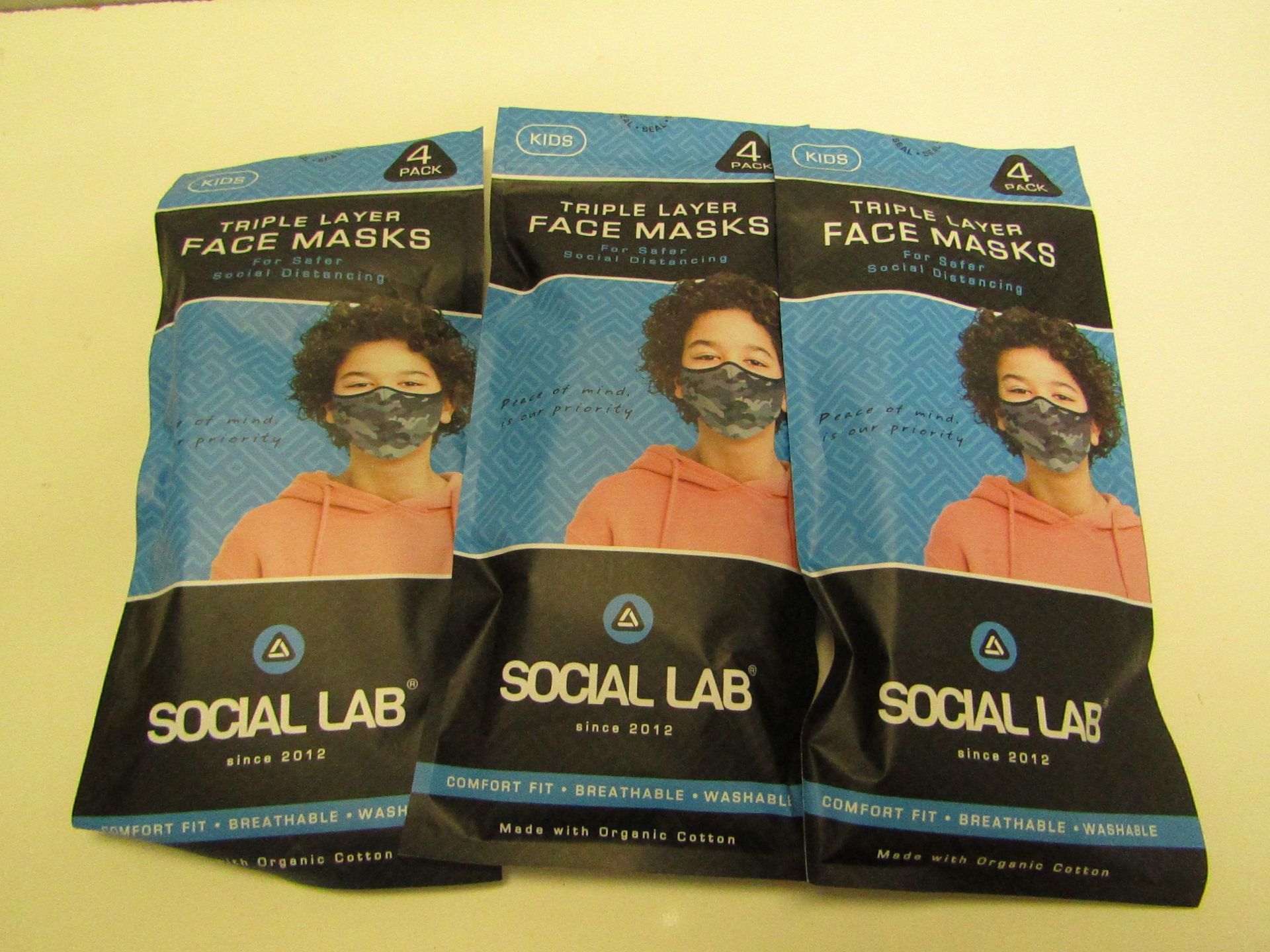 5x Childrens (Boys) Triple Layer Face Mask - New & Sealed -