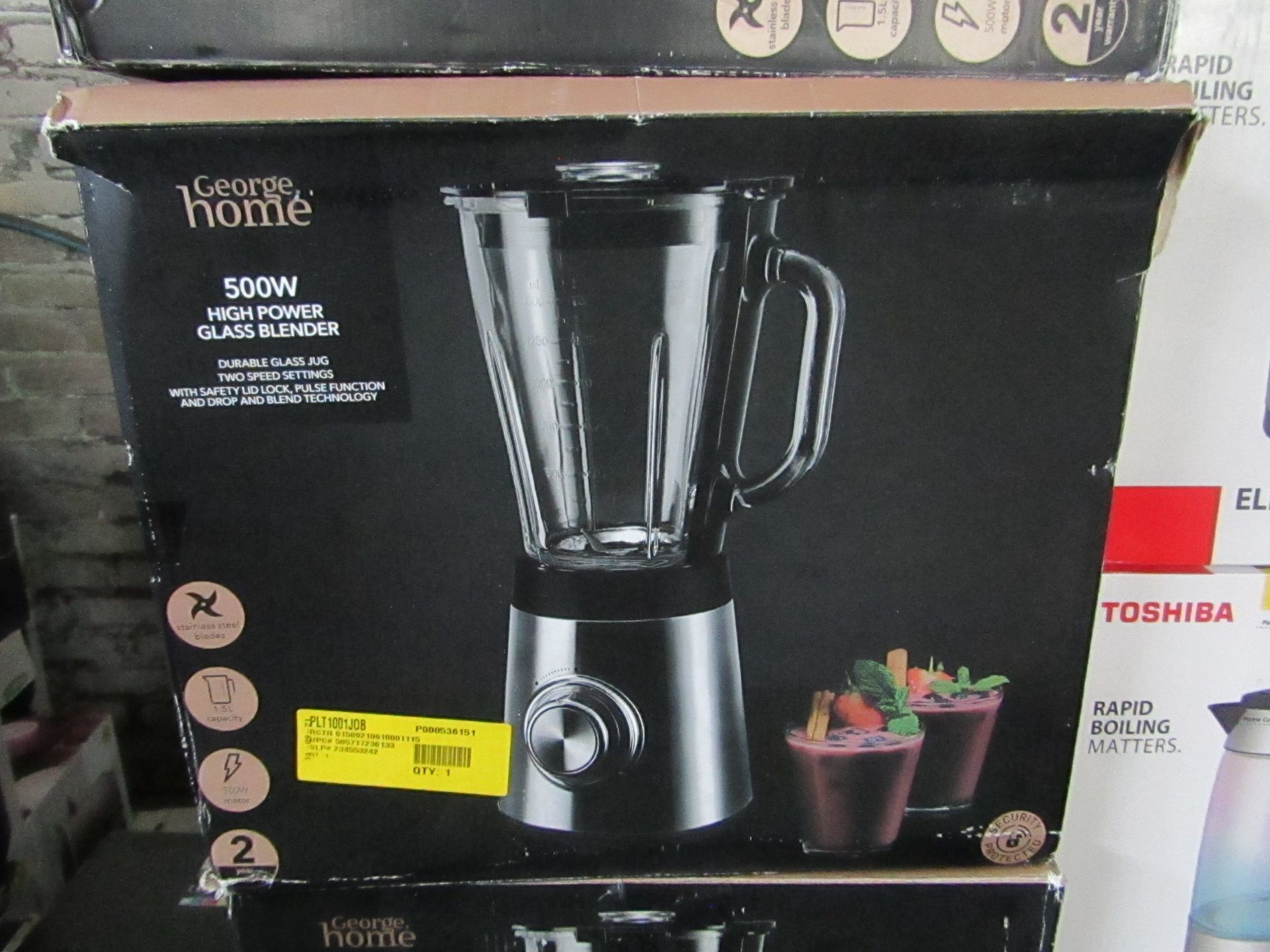 8x Glass High Powered Blender | Unchecked & Boxed | RRP £35 | Total Lot RRP £280 | Load Ref