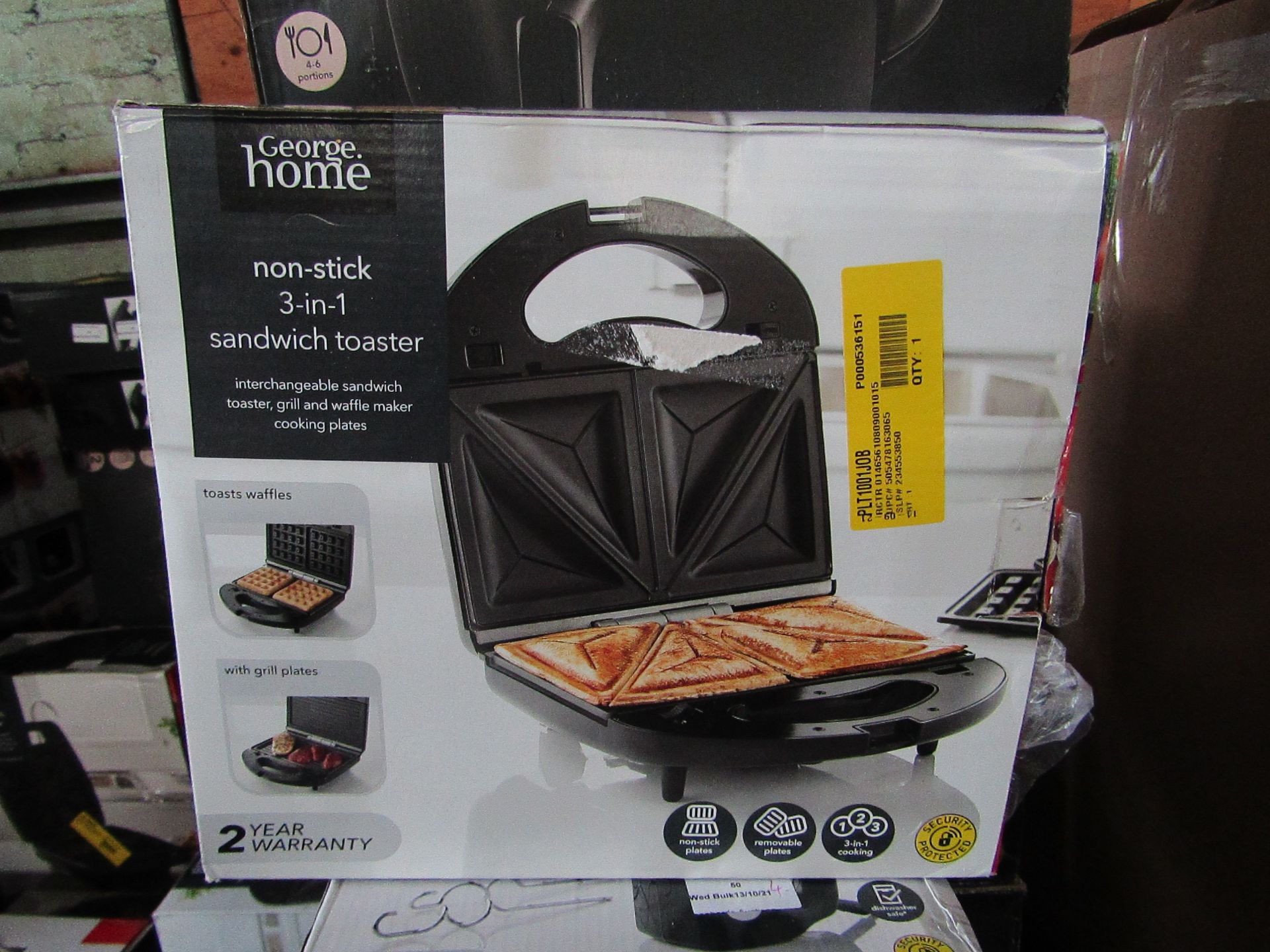 4x Non Stick 3 in 1 Sandwich Maker | Unchecked & Boxed | RRP £18 | Total lot RRP £72 | Load Ref