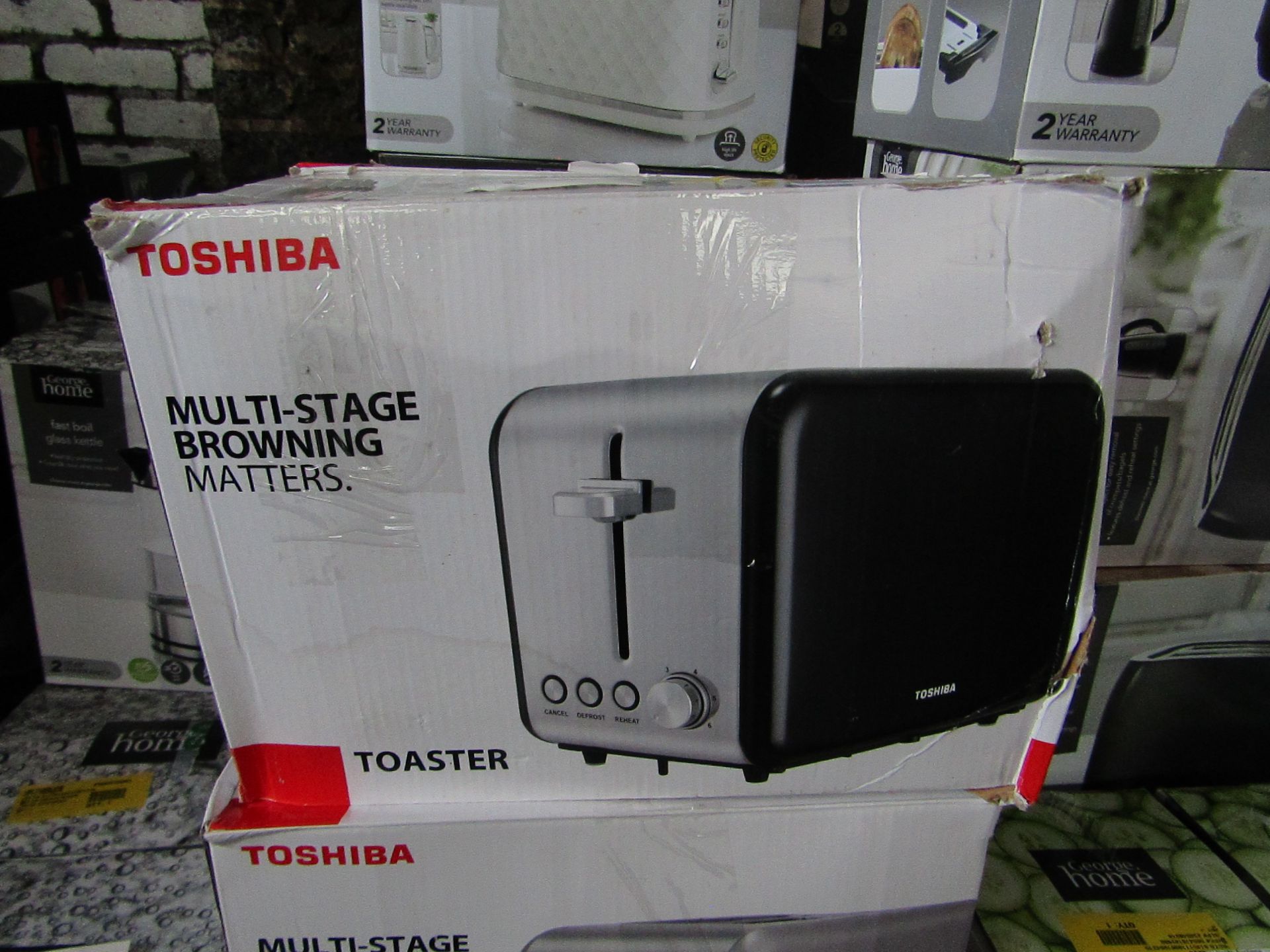 6x Toshiba 2 Slice Toasters | Colours May Vary | Unchecked & Boxed | RRP £25 | Total lot RRP £