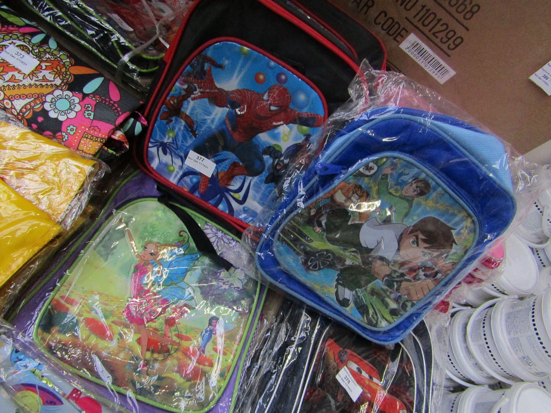 3x BackPacks Being TinkerBell/Spider man/ Ben 10 - All Unused.