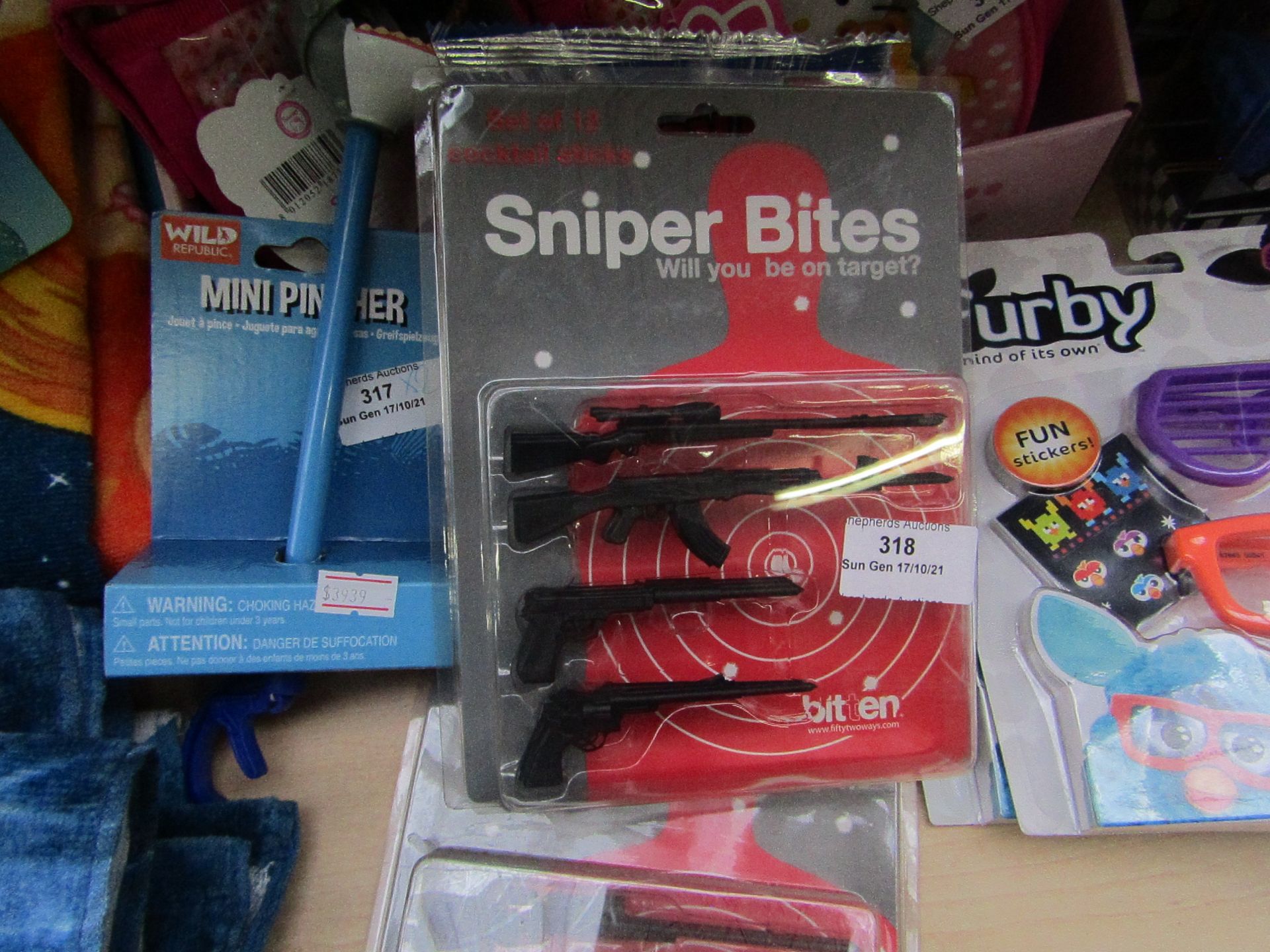 2x Bitten Set of 12 Sniper Bites (Gun CockTail Sticks) - New & Packaged.