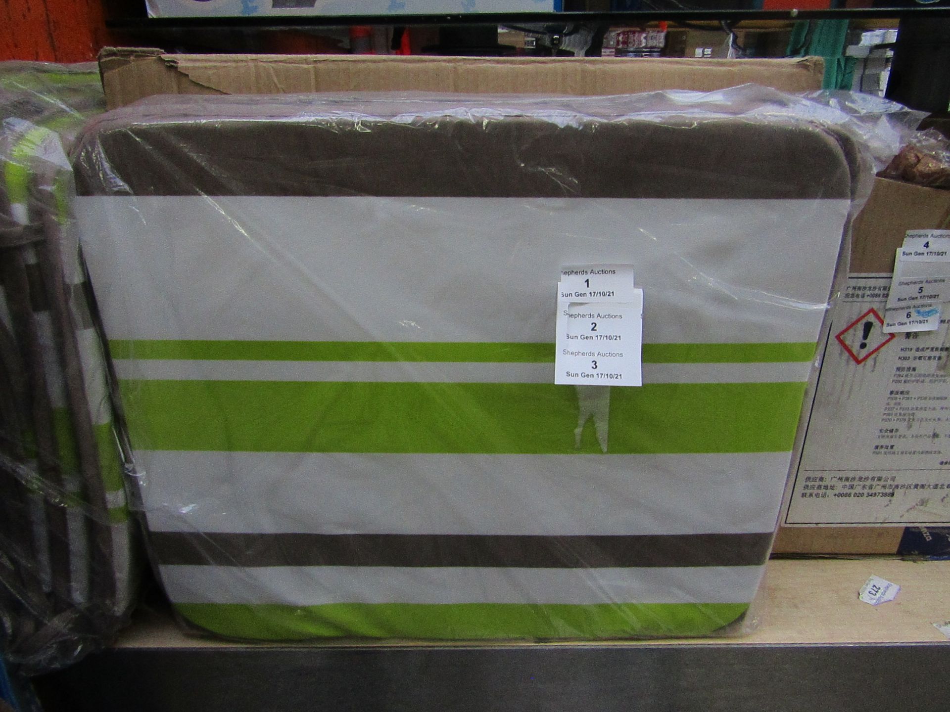 1x bag of 4 outdoor cushions - 43 x H2 x 37cm - new & packaged.