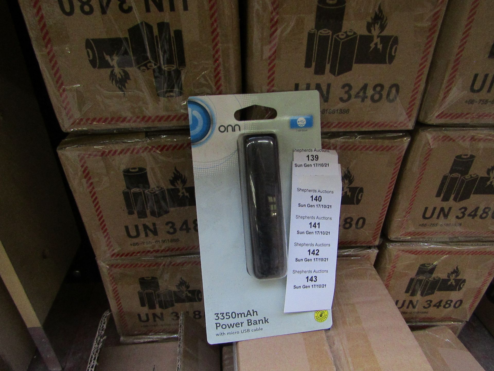 | 5X | BOXES CONTAINING 4 ONN POWER BANKS 3350MAH | NEW & SEALED.