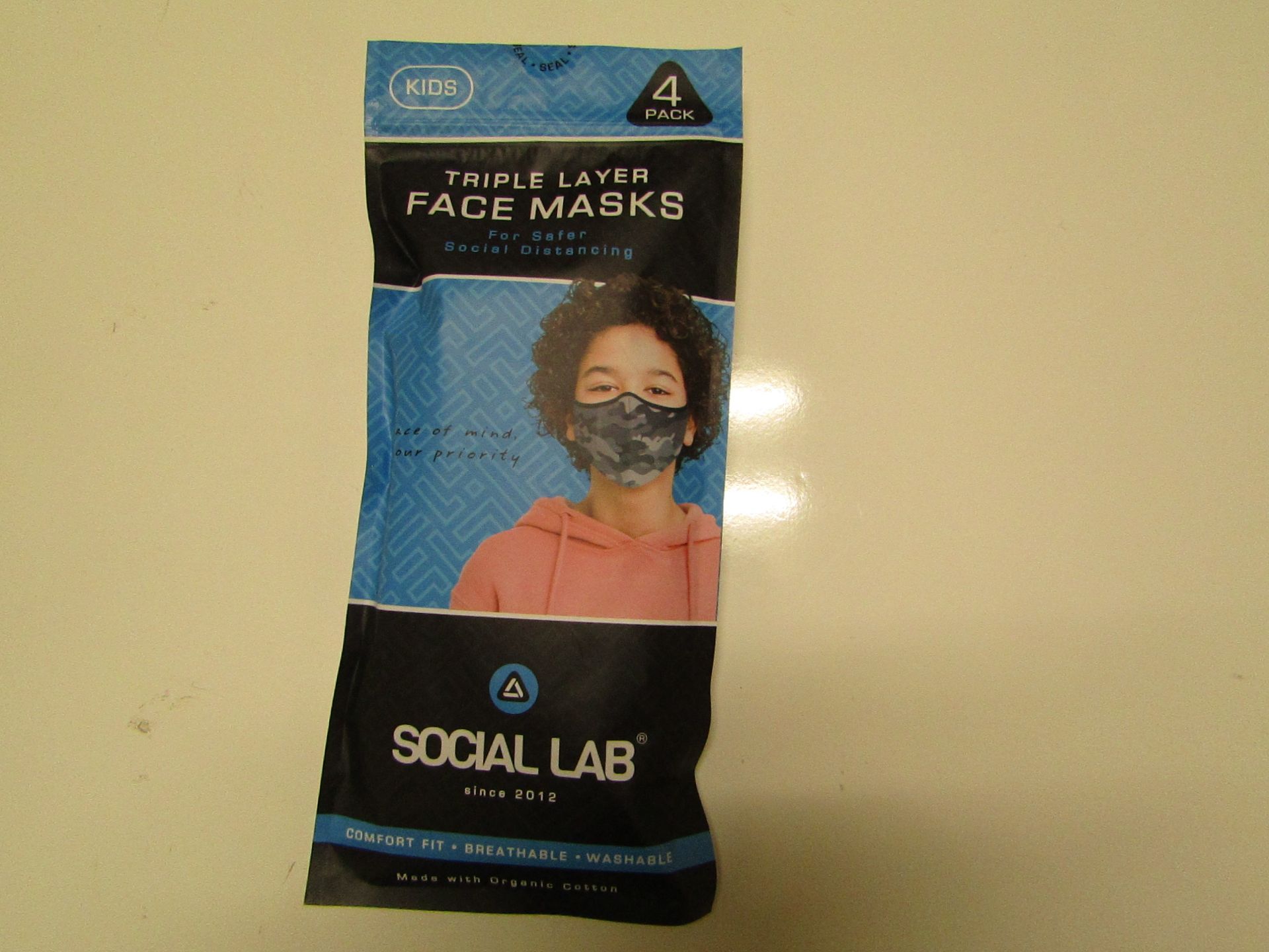 5x Childrens (Boys) Triple Layer Face Mask - New & Sealed