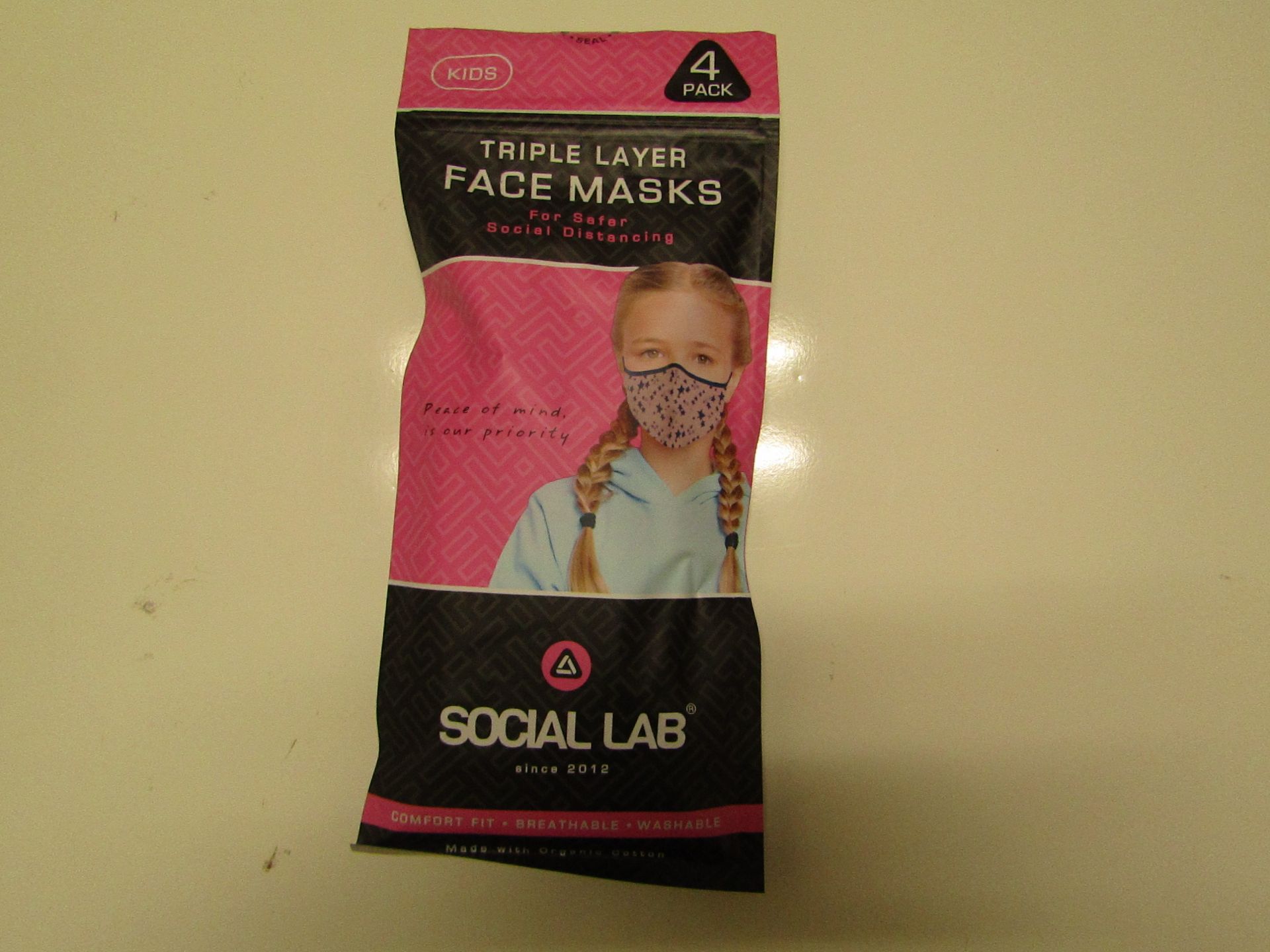 5x Childrens (Girls) Triple Layer Face Mask - New & Sealed