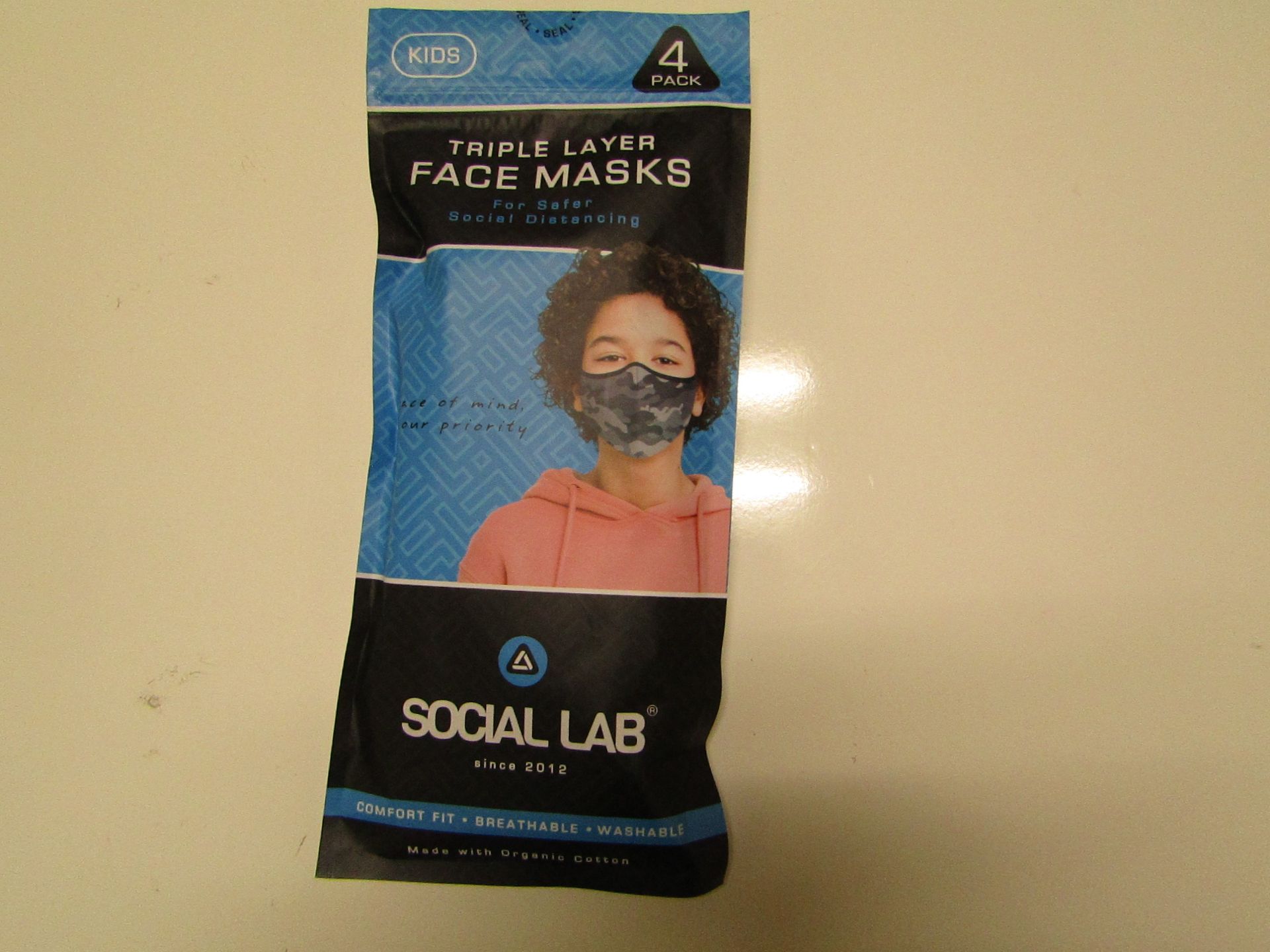 5x Childrens (Boys) Triple Layer Face Mask - New & Sealed