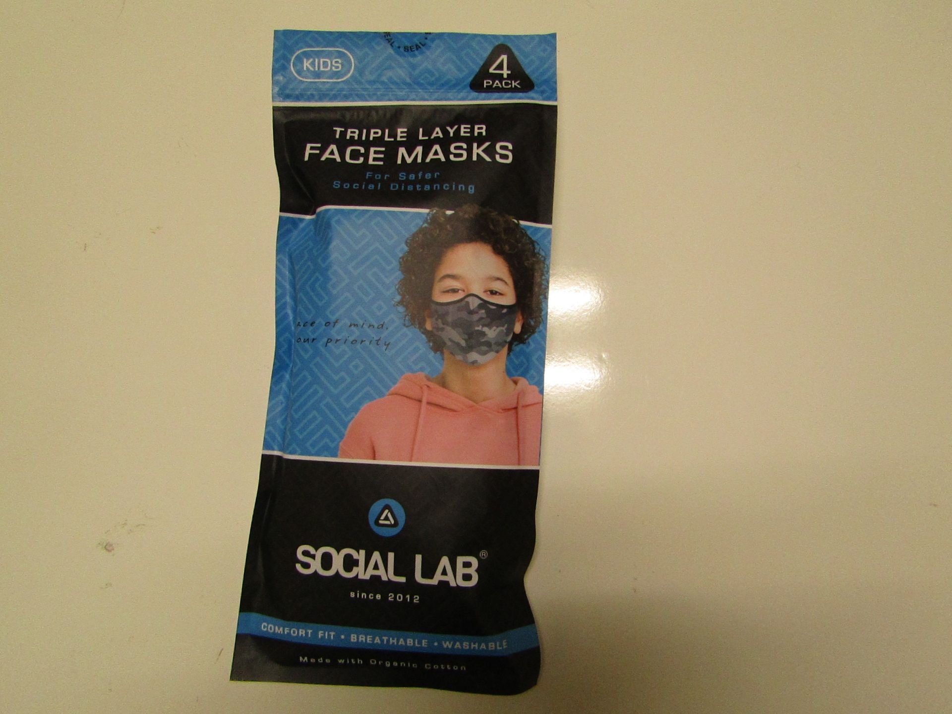 5x Childrens (Boys) Triple Layer Face Mask - New & Sealed