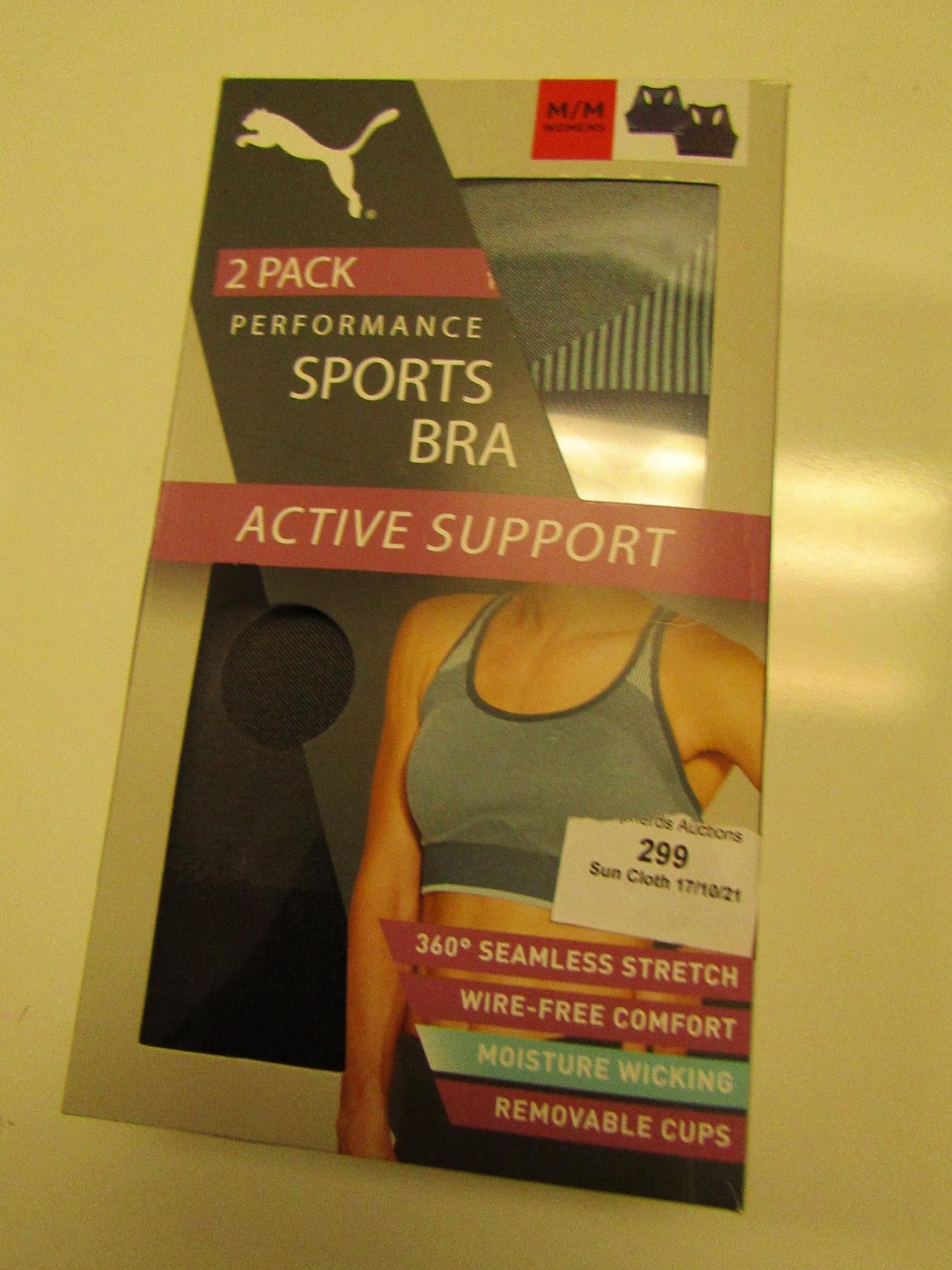 1 X PK of 2 Puma Performance Sports Bra"s Size M New & Boxed (Box May Be Damaged