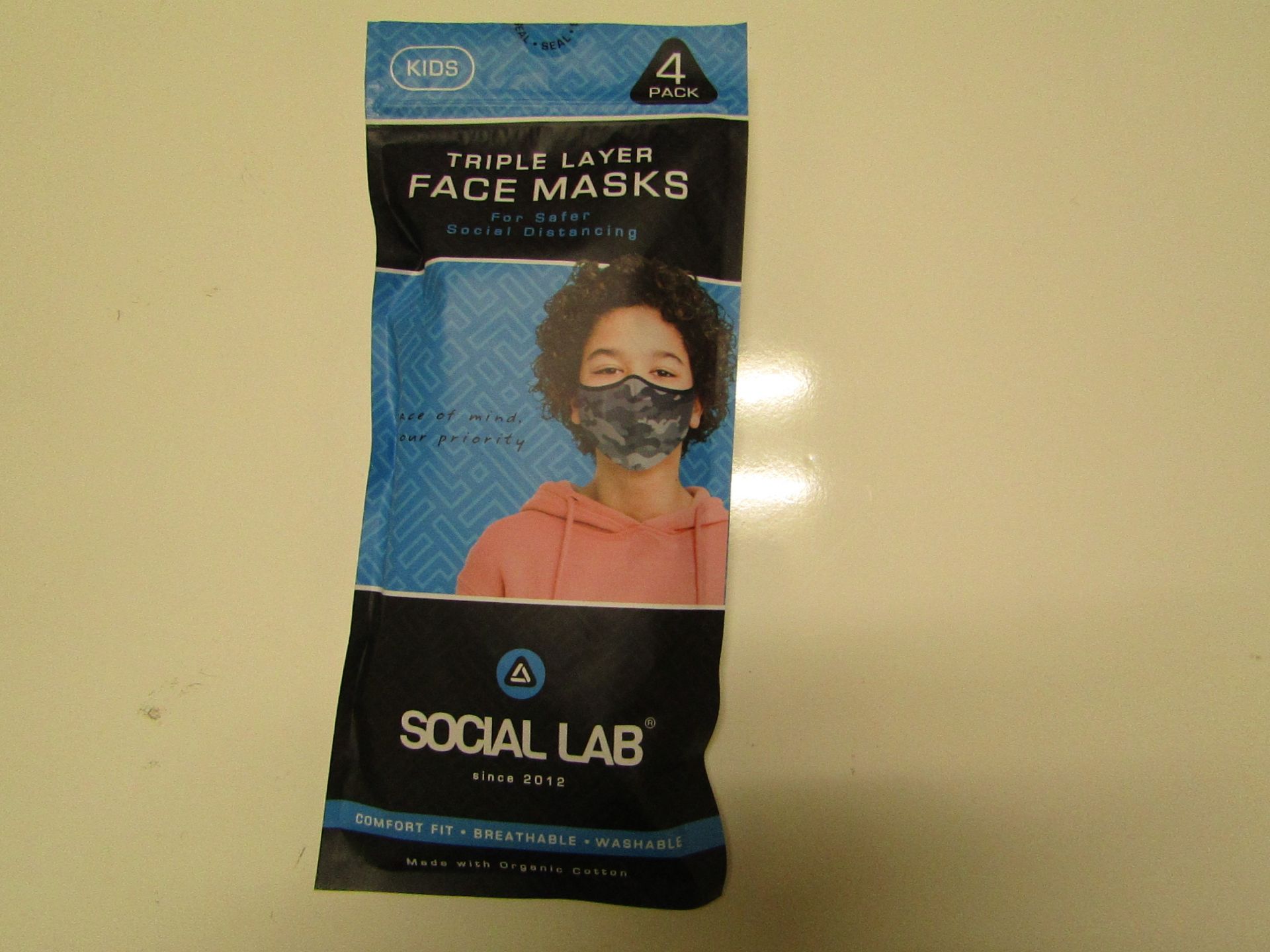 5x Childrens (Boys) Triple Layer Face Mask - New & Sealed