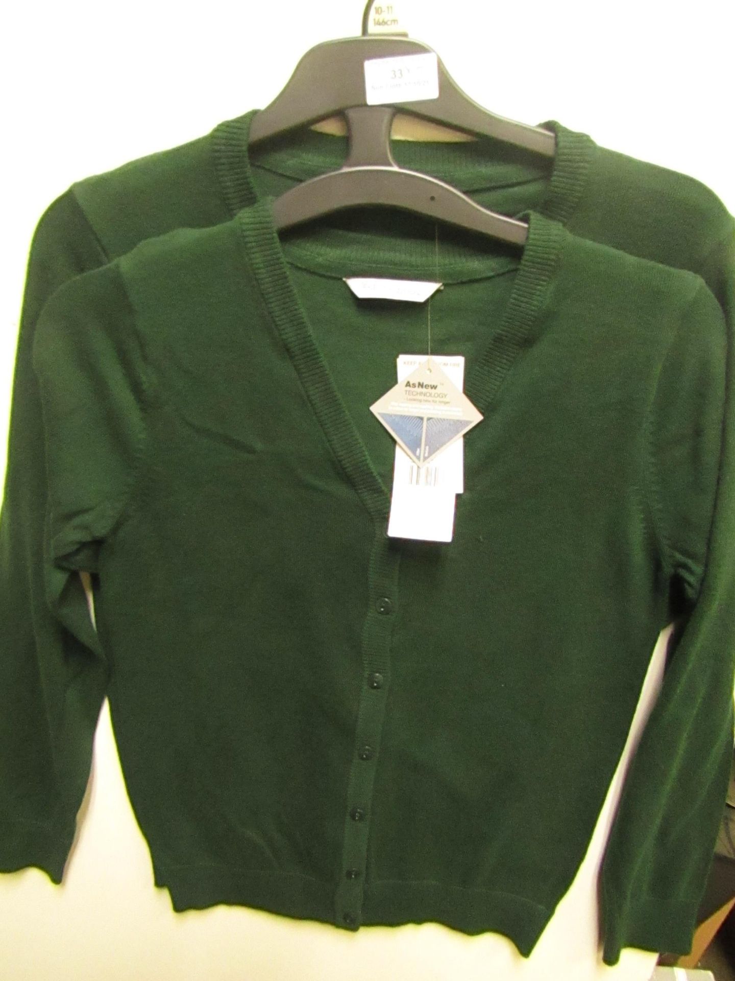 10 XF&F Girls Green School Cardigans Aged 10-11 yrs new With Tags