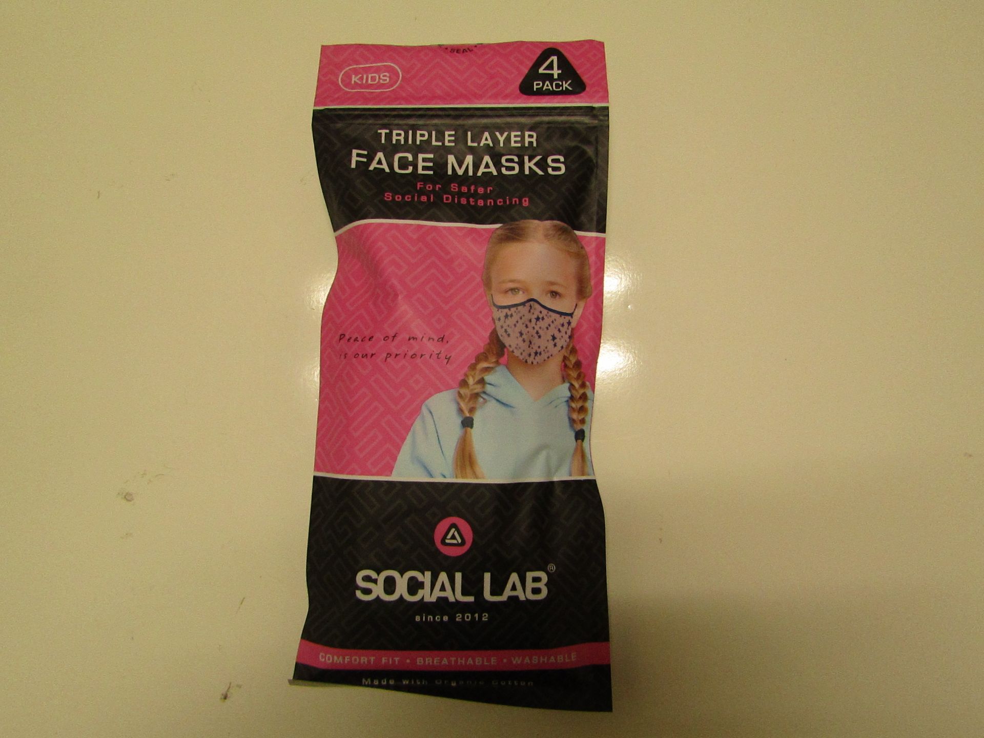 5x Childrens (Girls) Triple Layer Face Mask - New & Sealed