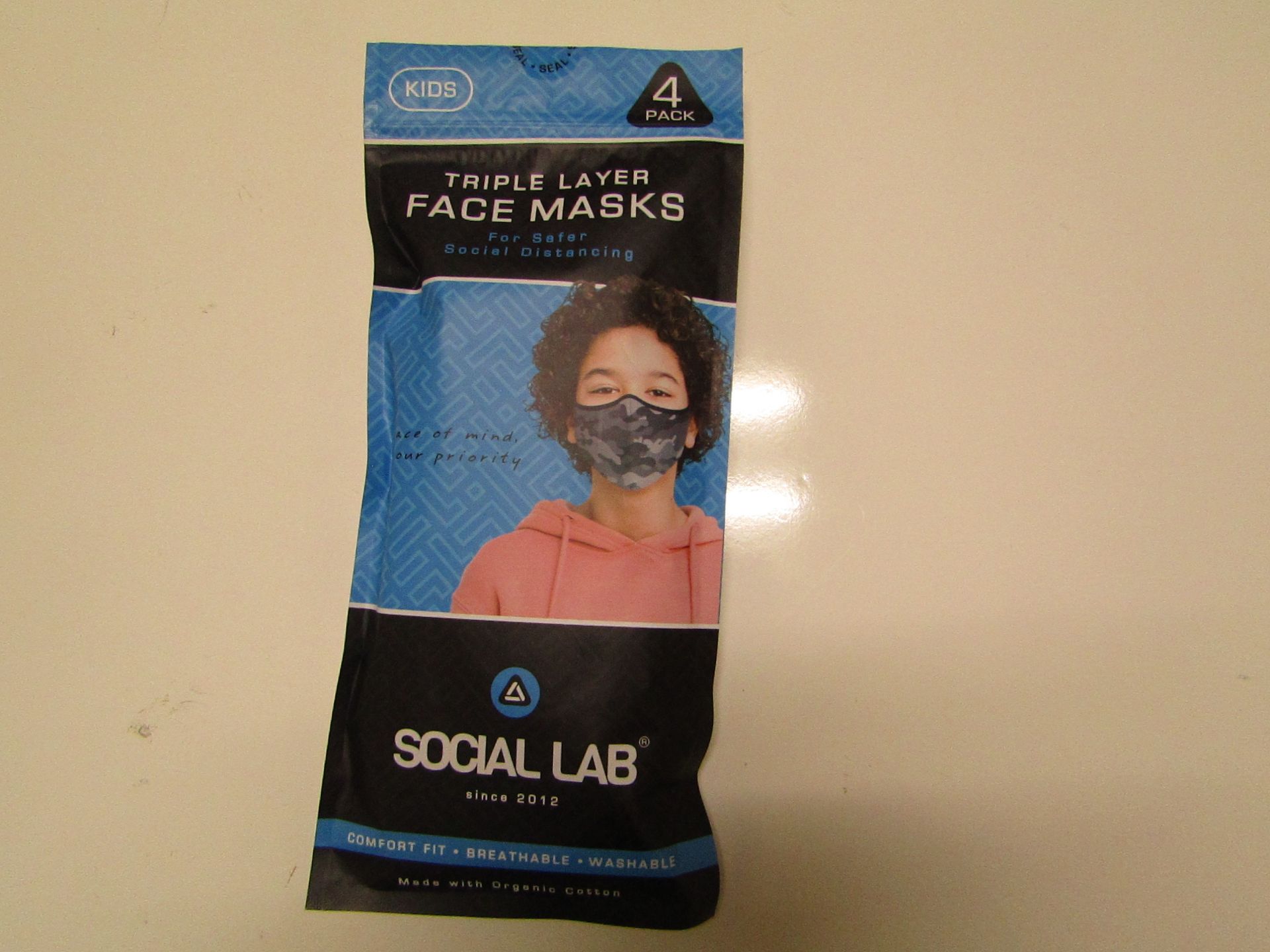 5x Childrens (Boys) Triple Layer Face Mask - New & Sealed