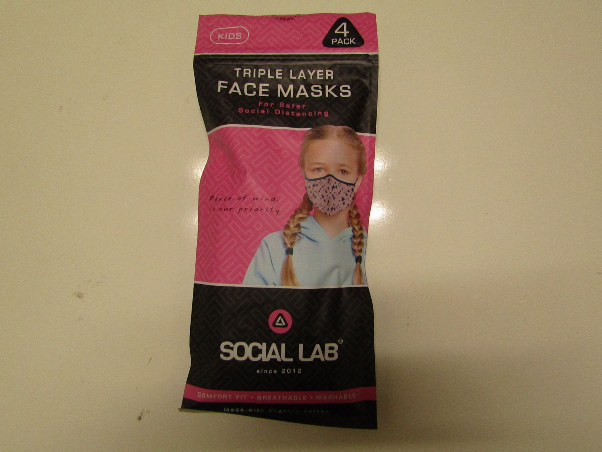 5x Childrens (Girls) Triple Layer Face Mask - New & Sealed