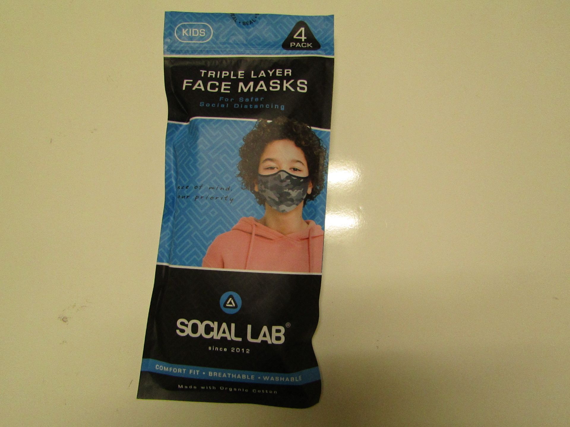 5x Childrens (Boys) Triple Layer Face Mask - New & Sealed