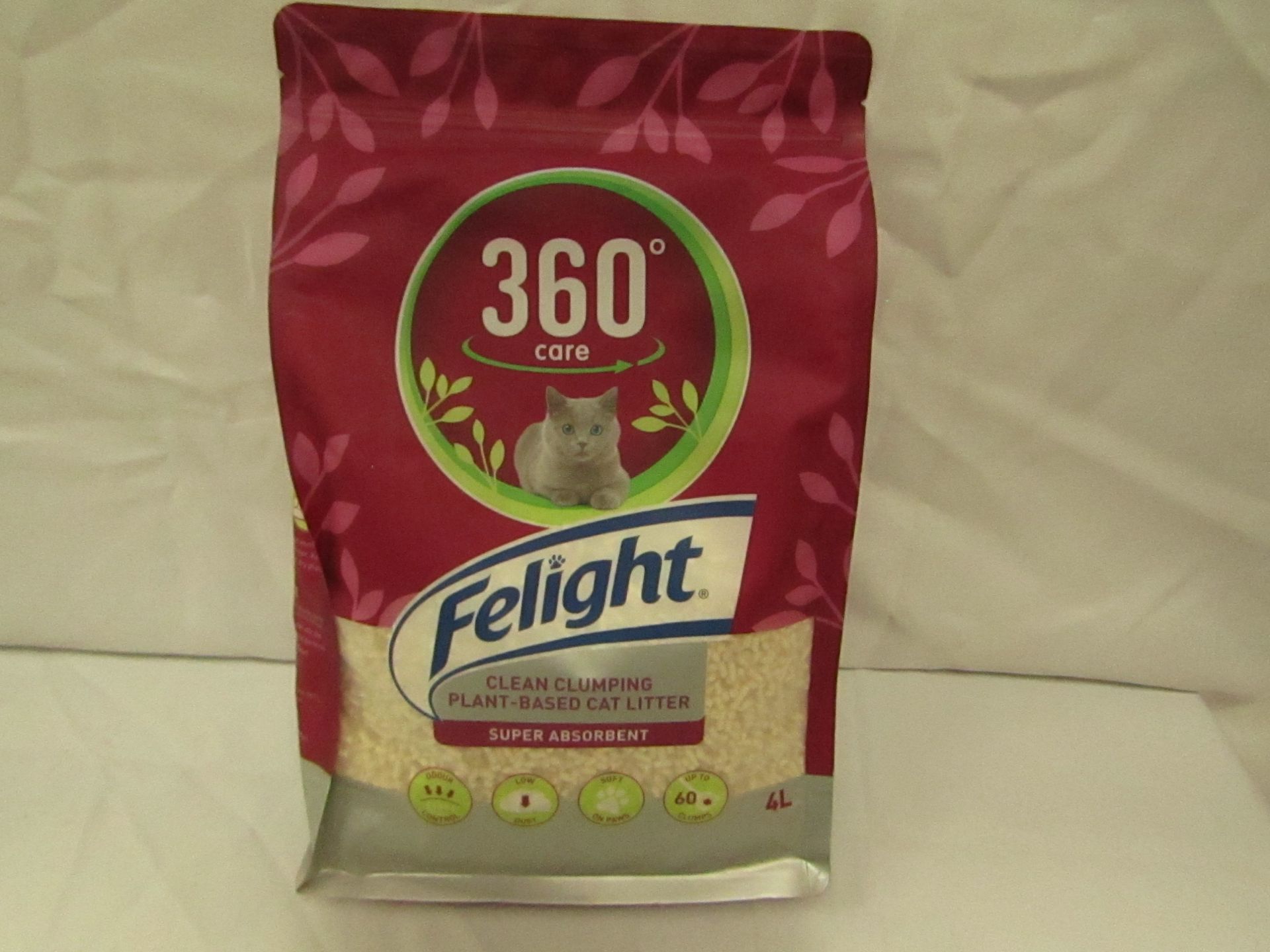 360 Care - Felight Super Absorbent Clean Clumping Plant-Based Cat Litter - 4L Pack - Unused &