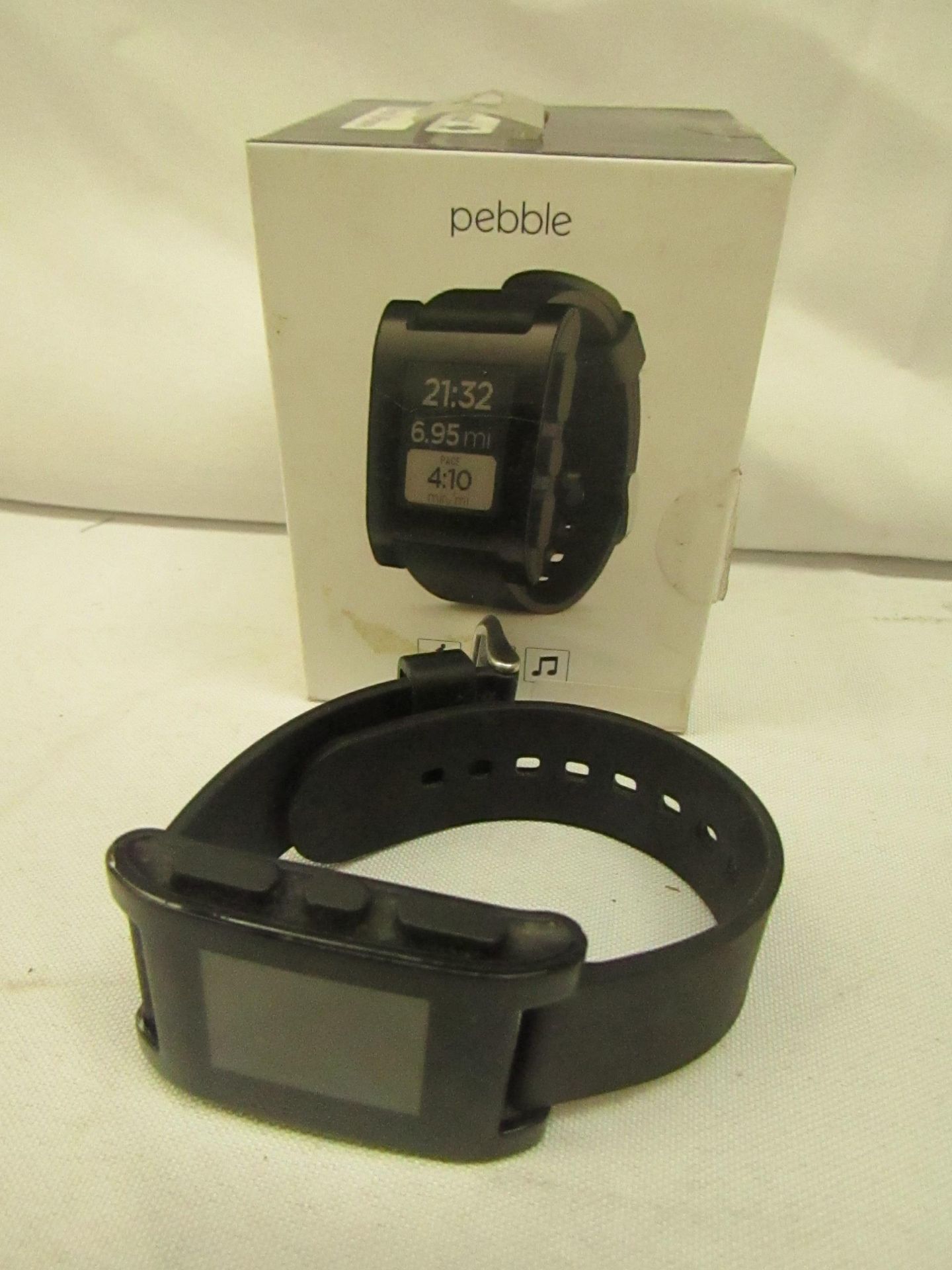 1x Pebble - Smart-Watch iPhone Android Compatible - Black - Untested & Boxed.