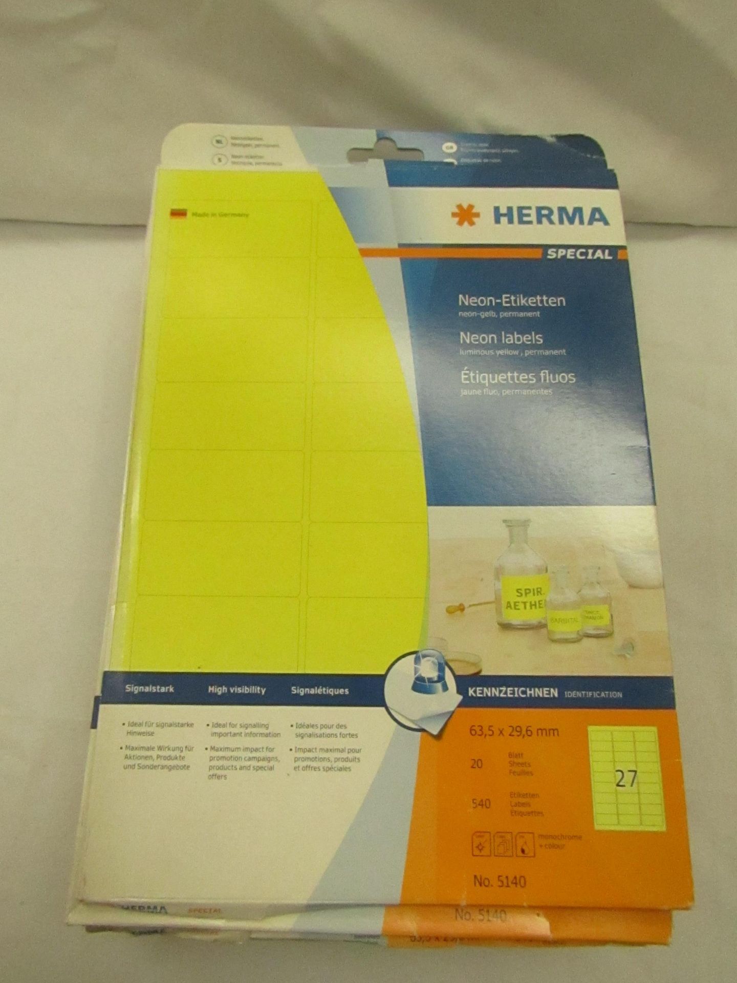 10x packs of 25 Herma Sticker sheets, Each sheet has 12 labels, all unchecked and the colour may