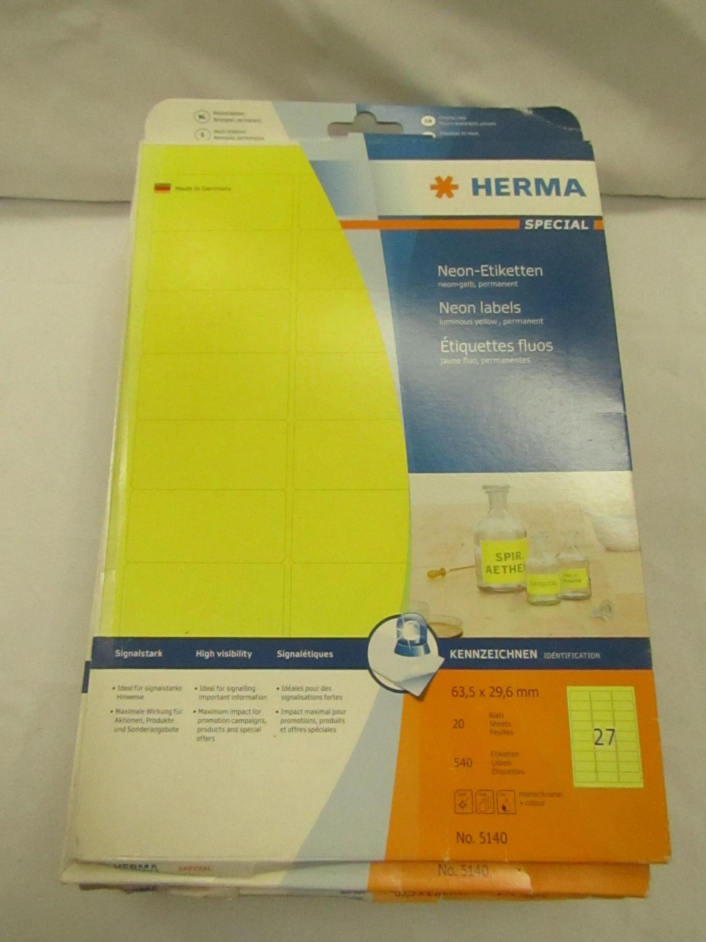 10x packs of 25 Herma Sticker sheets, Each sheet has 12 labels, all unchecked and the colour may