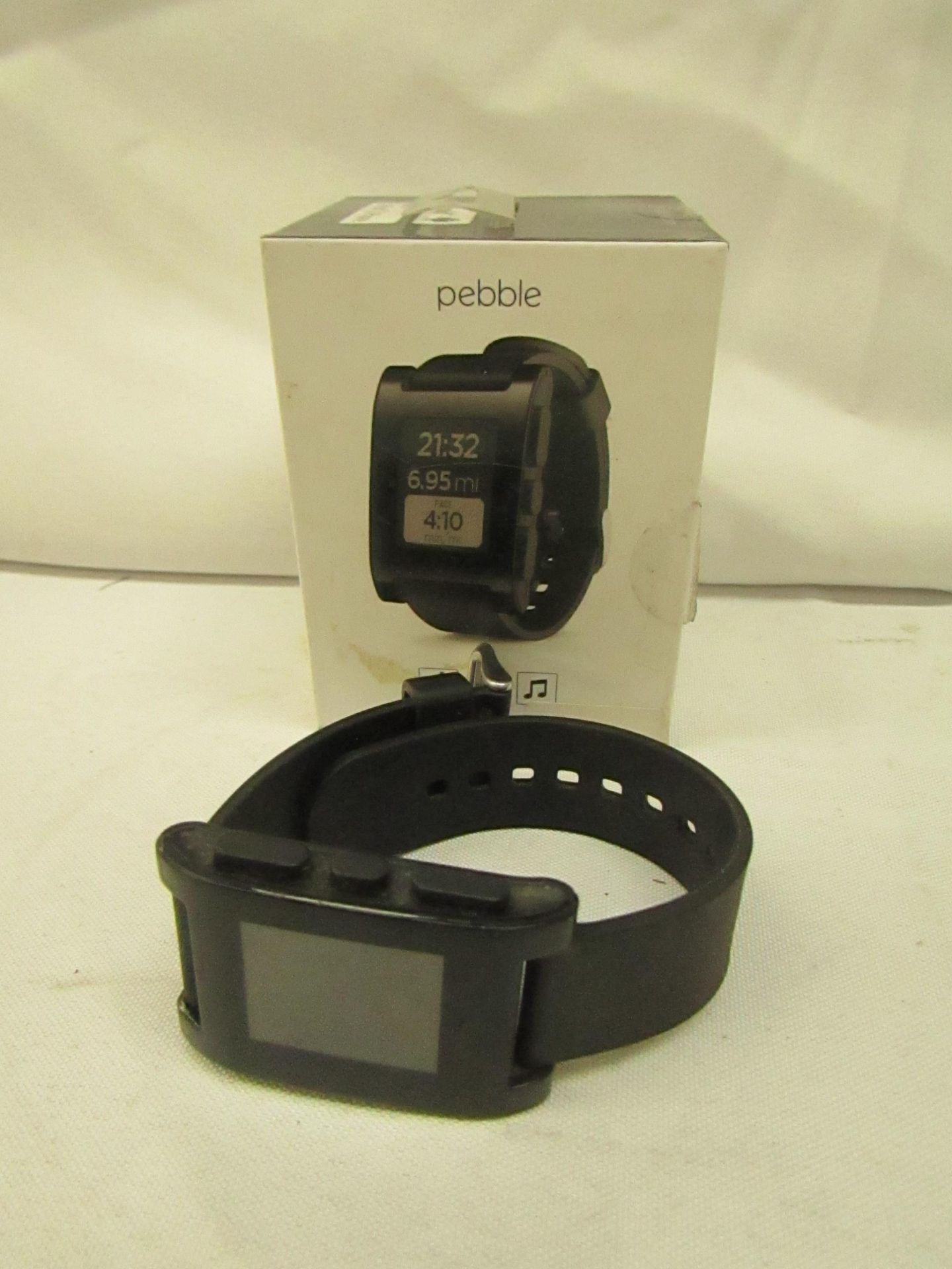 1x Pebble - Smart-Watch iPhone Android Compatible - Black - Untested & Boxed.