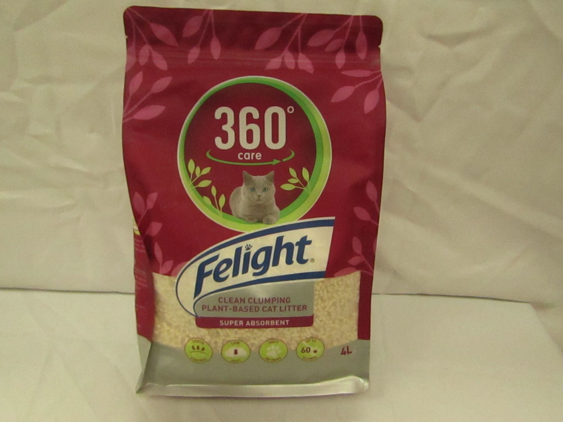 360 Care - Felight Super Absorbent Clean Clumping Plant-Based Cat Litter - 4L Pack - Unused &