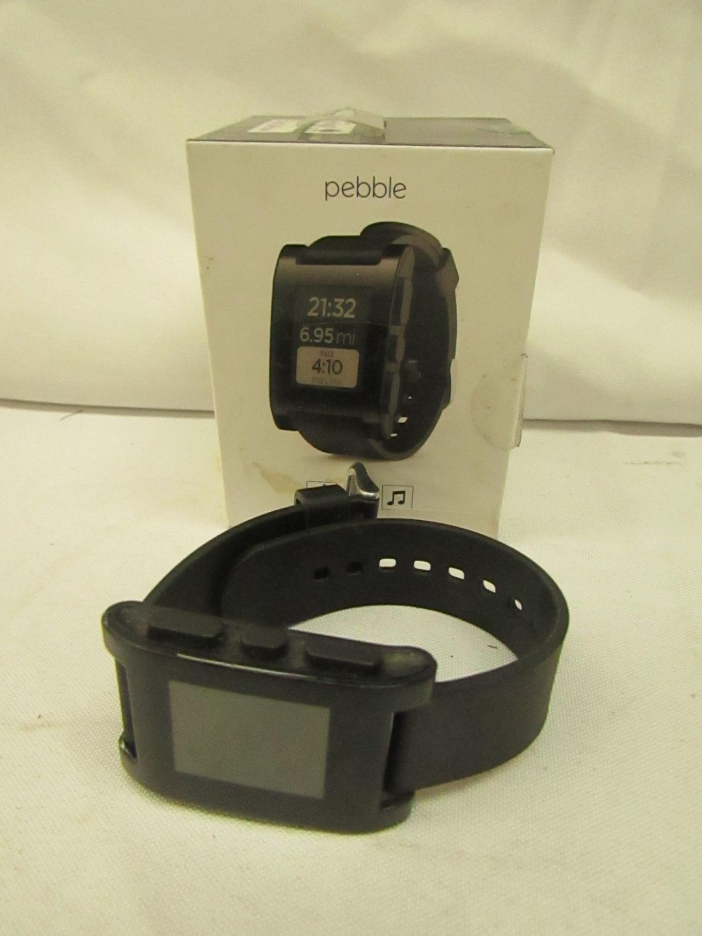 1x Pebble - Smart-Watch iPhone Android Compatible - Black - Untested & Boxed.
