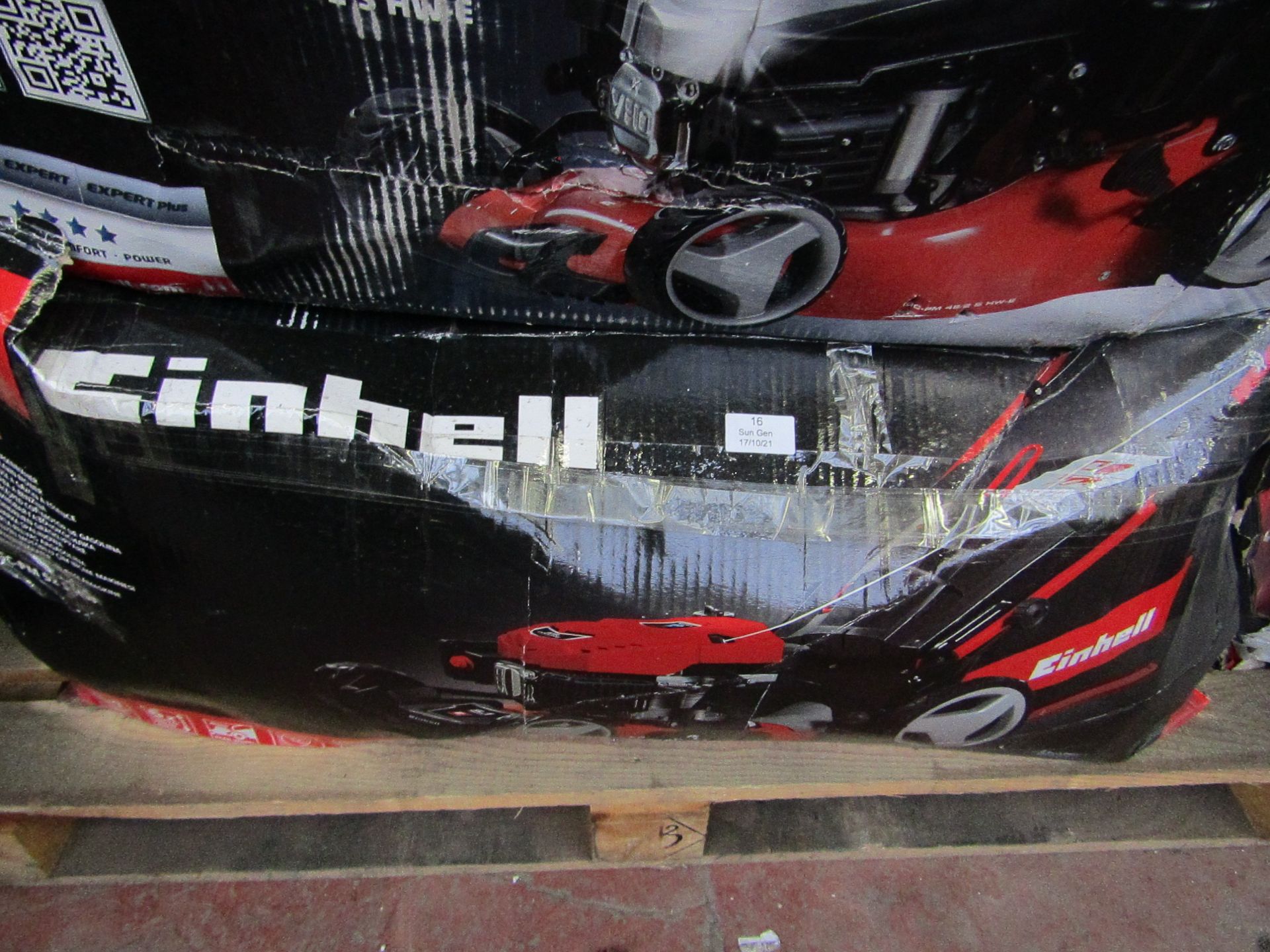 1x Einhell GC-PM56SHW 56CM Self propelled high wheeled petrol lawn mower - unchecked & boxed ( box