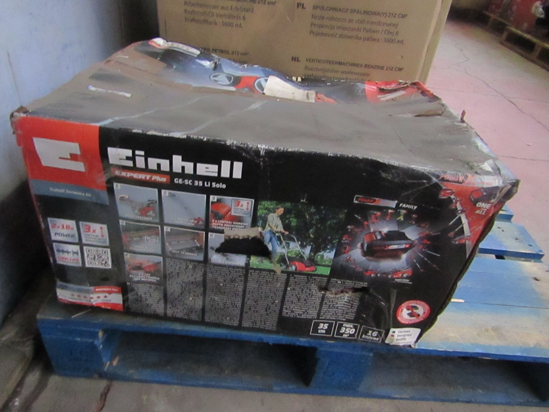 1x Einhell GE-35LI Power X-Charge cordless scarifier - unchecked & boxed ( box is damaged ) - If