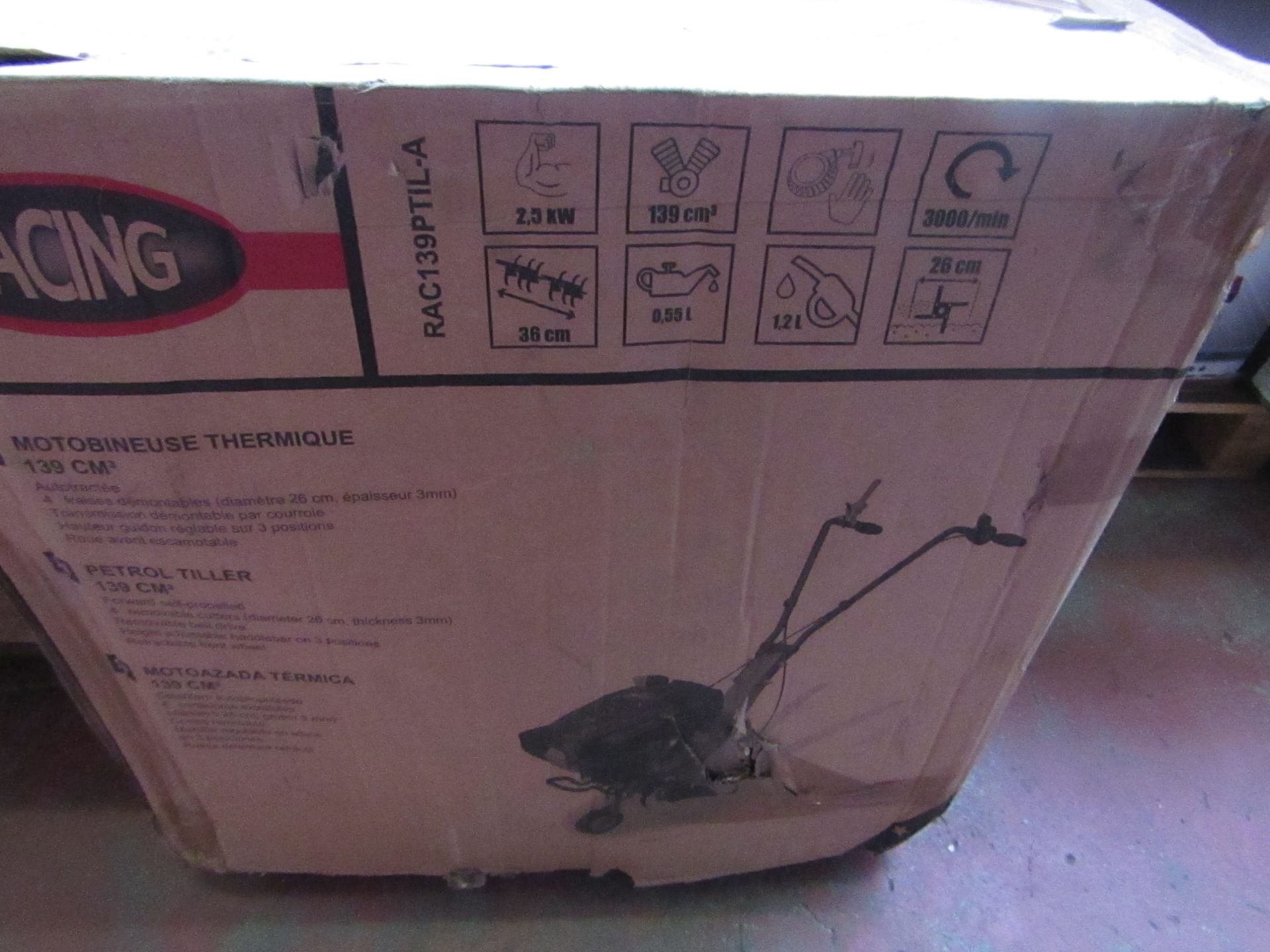 1x Racing motobineuse thermique 139cm3 - unchecked & boxed ( box is damaged ) If unsure please do