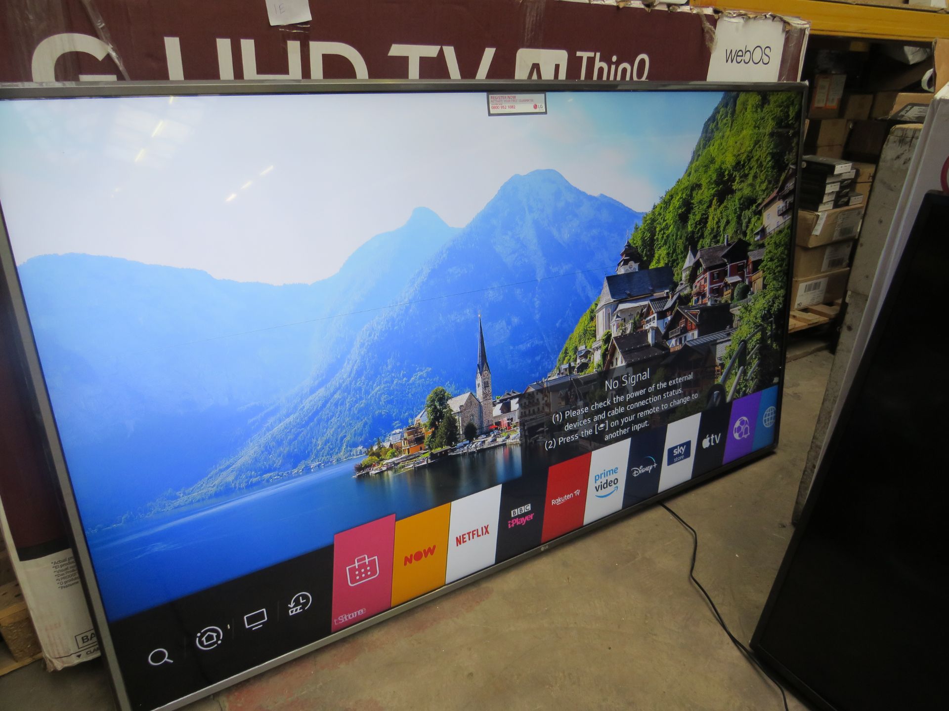 LG 75" 4K UHD TV - Model 75UN81 Powers on but has a line across the screen - No Stand or remote &