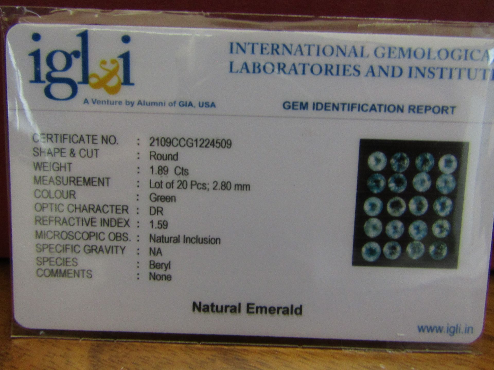 IGL&I Certified - Natural Colombian Emeralds - 1.89 Carats - 20 Pieces - Diamond round cut - Average - Image 2 of 3