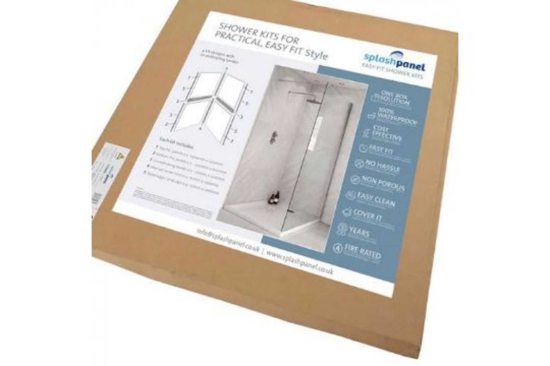 Pallet of 12x Sand stone Matt Splash Panel Shower kits, all brand new, RRP £175, please see pictures