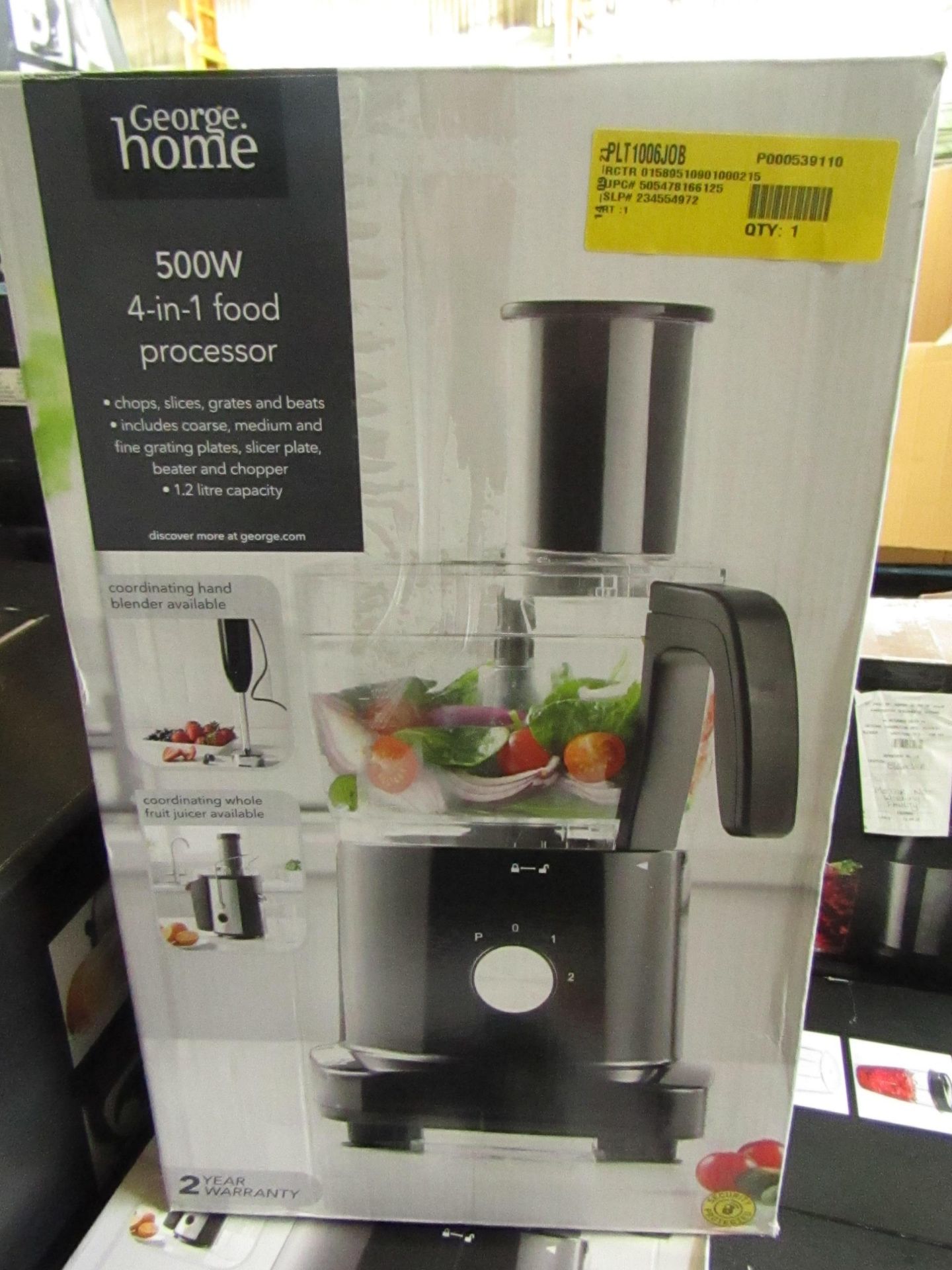 | 2X | 500W 1.2L 4IN1 FOOD PROCESSOR | UNCHECKED & BOXED | NO ONLINE RESALE | RRP £29 | TOTAL LOT