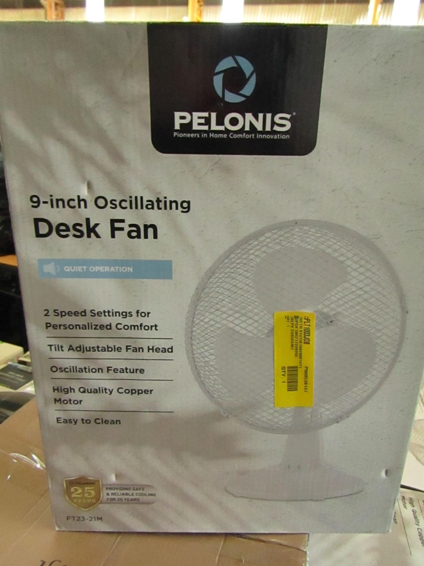 | 5X | PELONIS 9" OSCILLATING DESK FAN | NO ONLINE RESALE | UNCHECKED & BOXED | RRP £9.80 | TOTAL