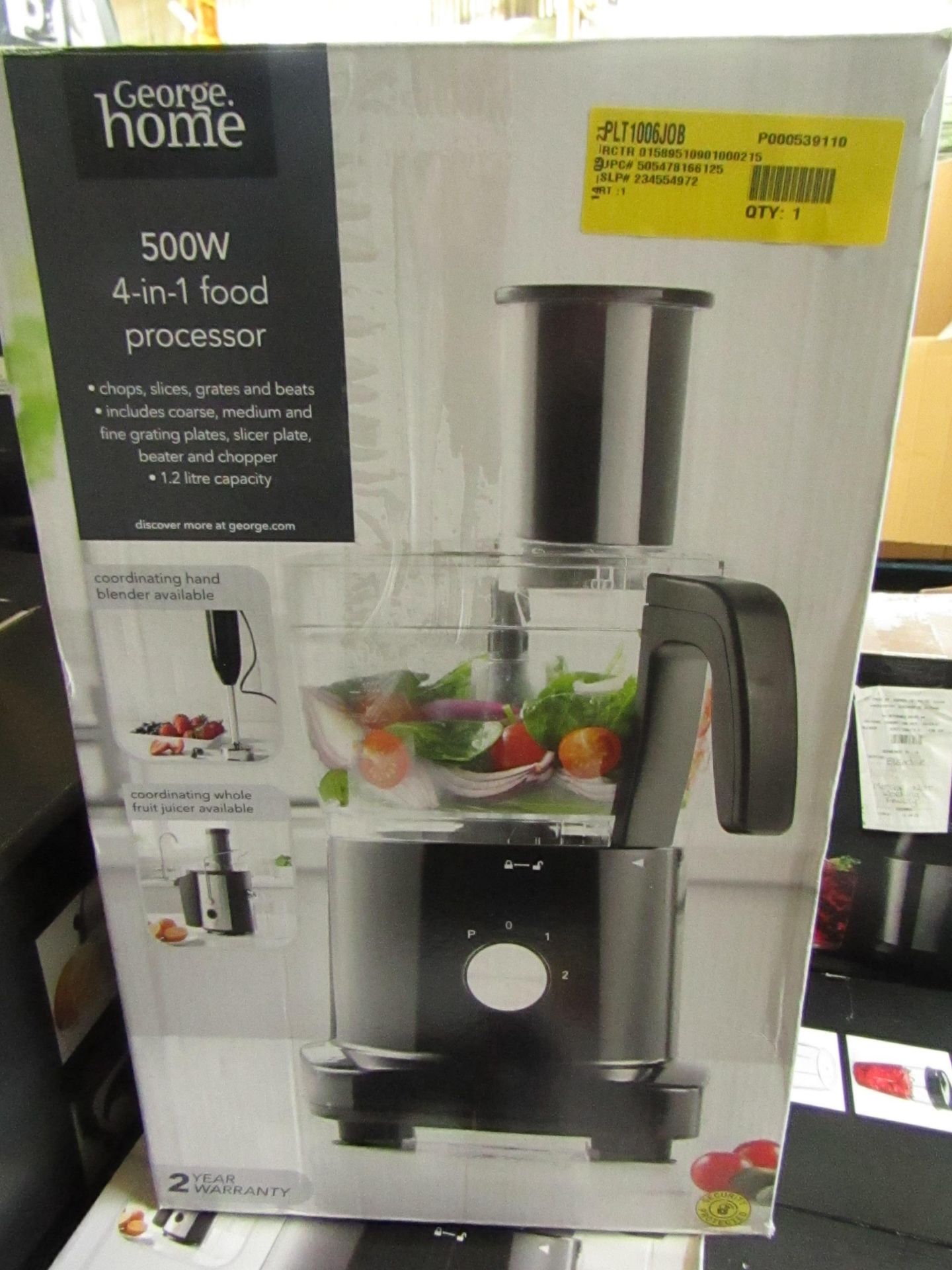 | 2X | 500W 1.2L 4IN1 FOOD PROCESSOR | UNCHECKED & BOXED | NO ONLINE RESALE | RRP £29 | TOTAL LOT