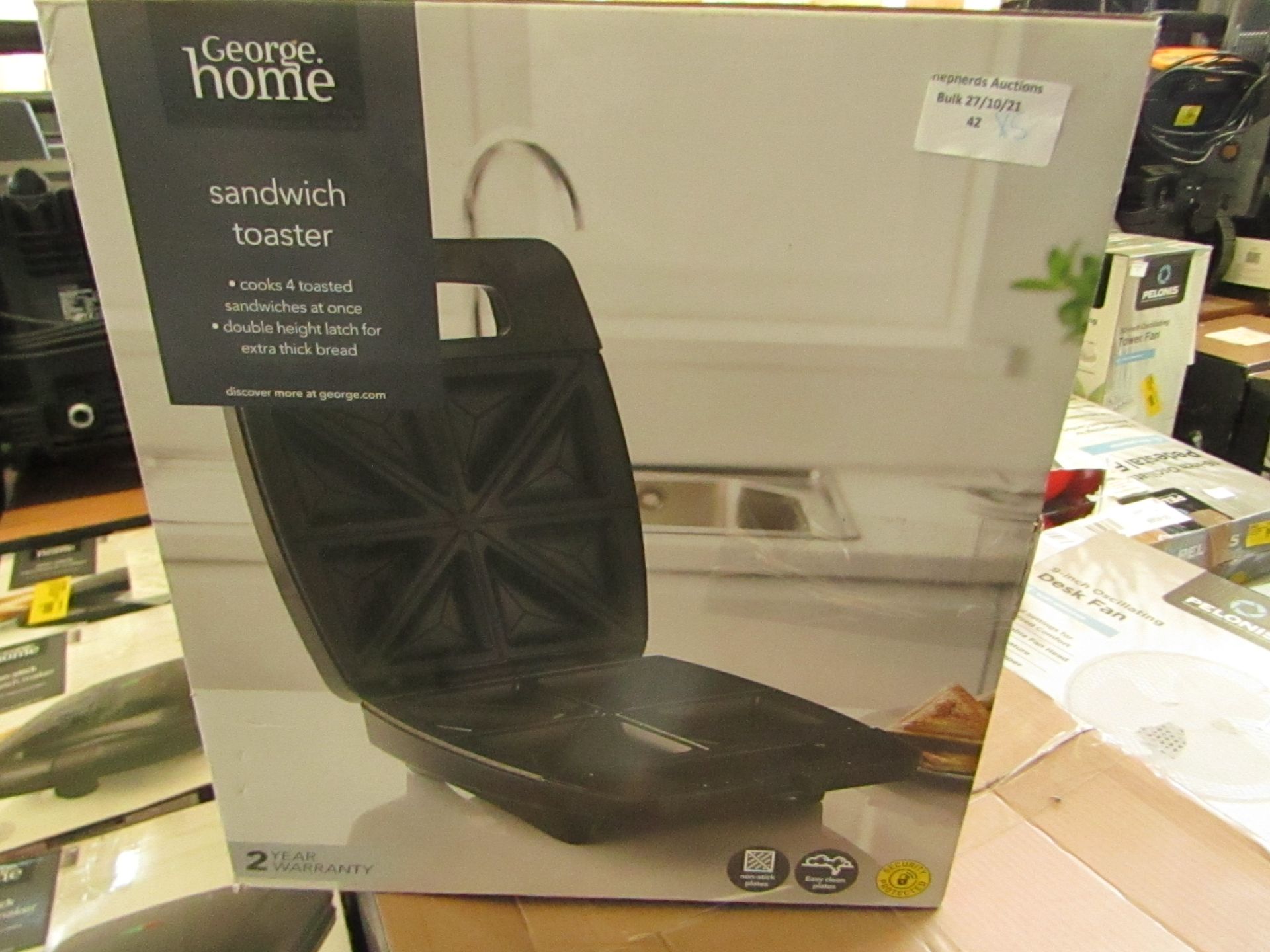 | 5X | SANDWICH TOASTER | UNCHECKED & BOXED | NO ONLINE RESALE | RRP £8 | TOTAL LOT RRP £40 | LOAD