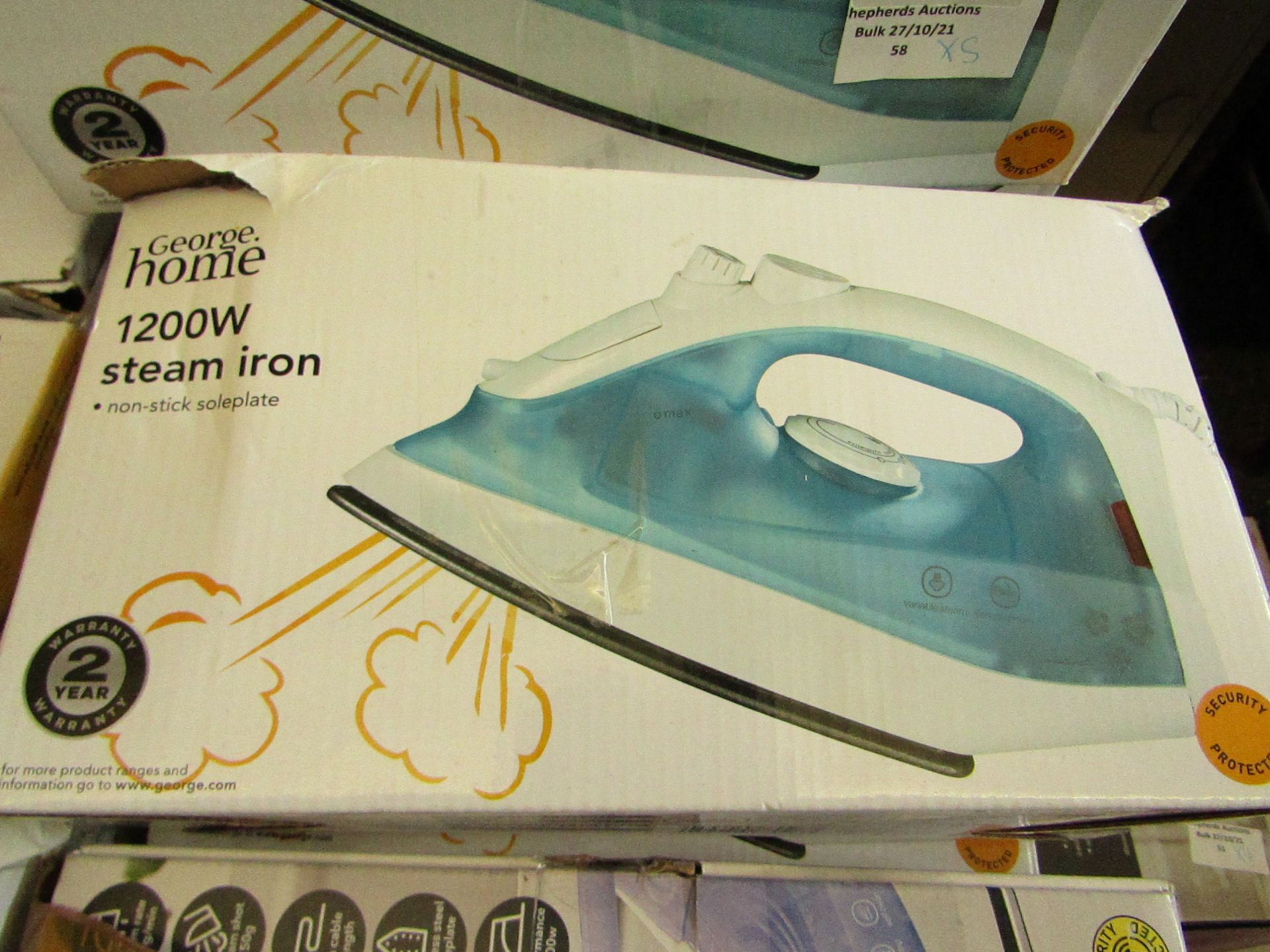 | 5X | 1200W STEAM IRON | UNCHECKED & BOXED | NO ONLINE RESALE | RRP £6 | TOTAL LOT RRP £30 | LOAD