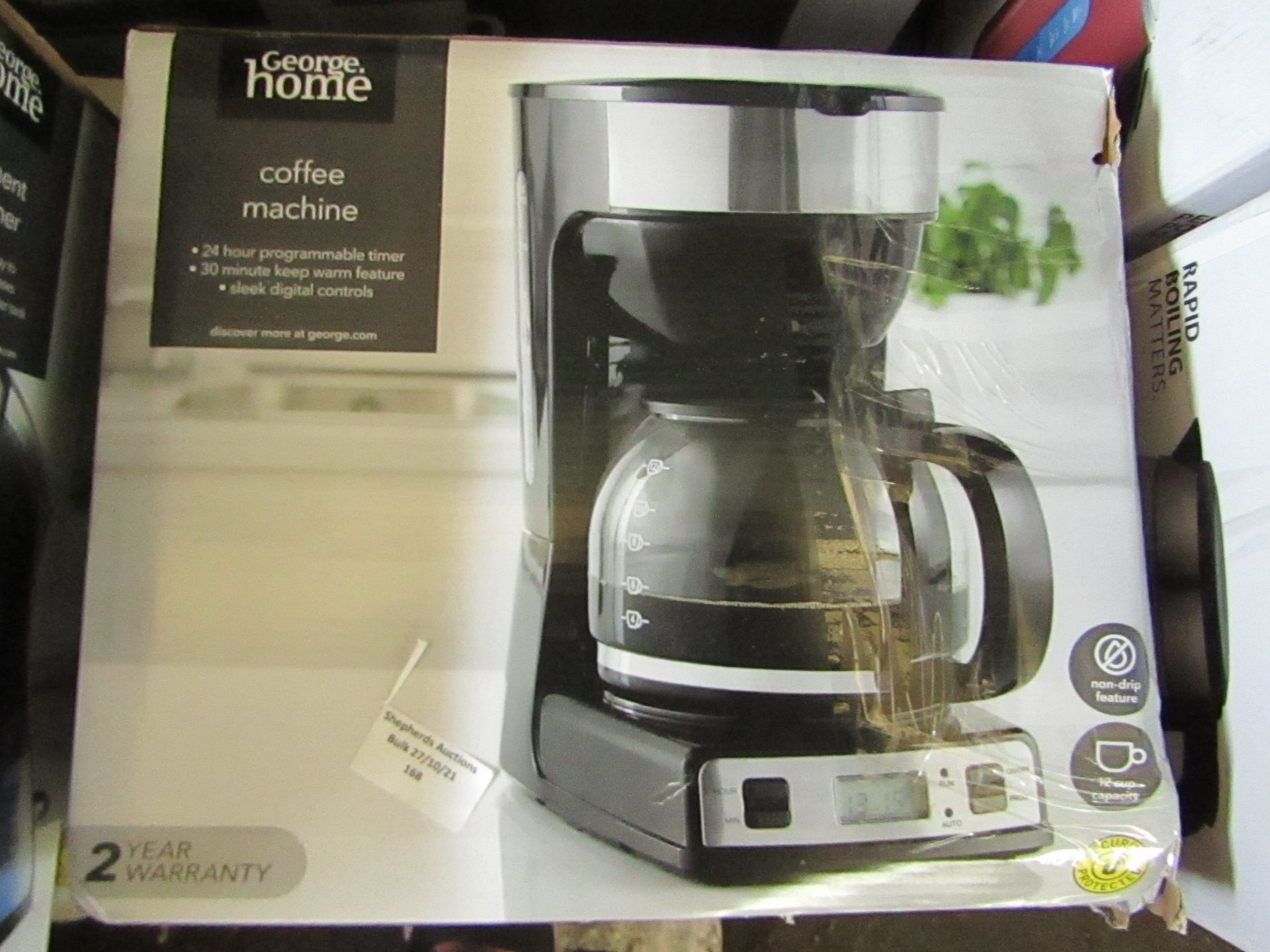 | 1X | 12 CUP CAPACITY COFFEE MACHINE | UNCHECKED & BOXED | NO ONLINE RESALE | RRP £14 | LOAD REF