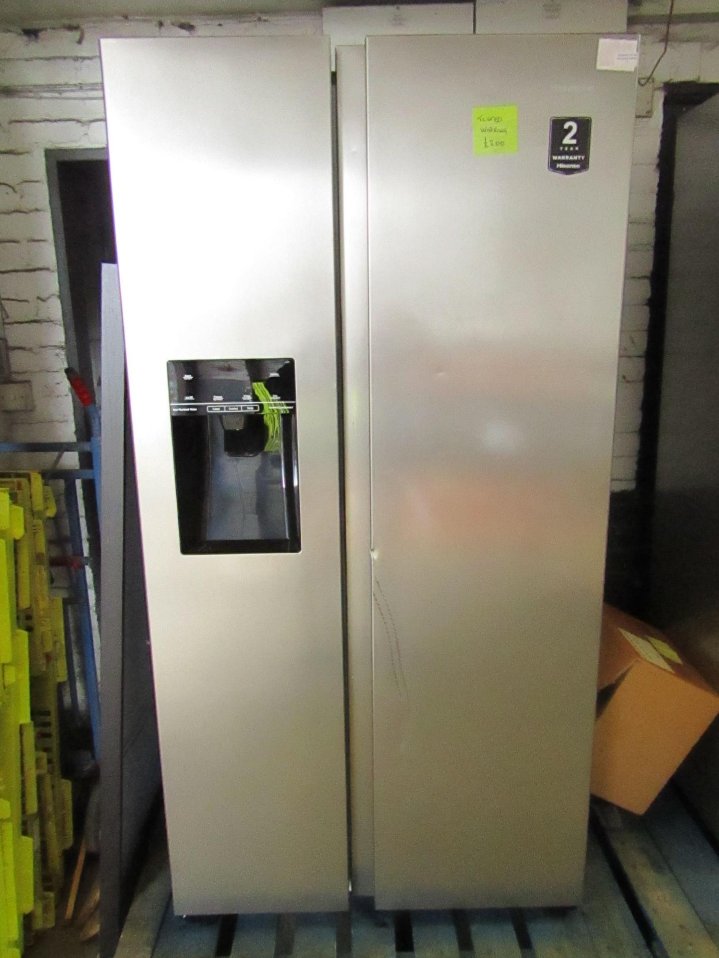 Hisense - Double Fridge Feezer with Water Dispensor - Tested Working in that it gets cold, Has